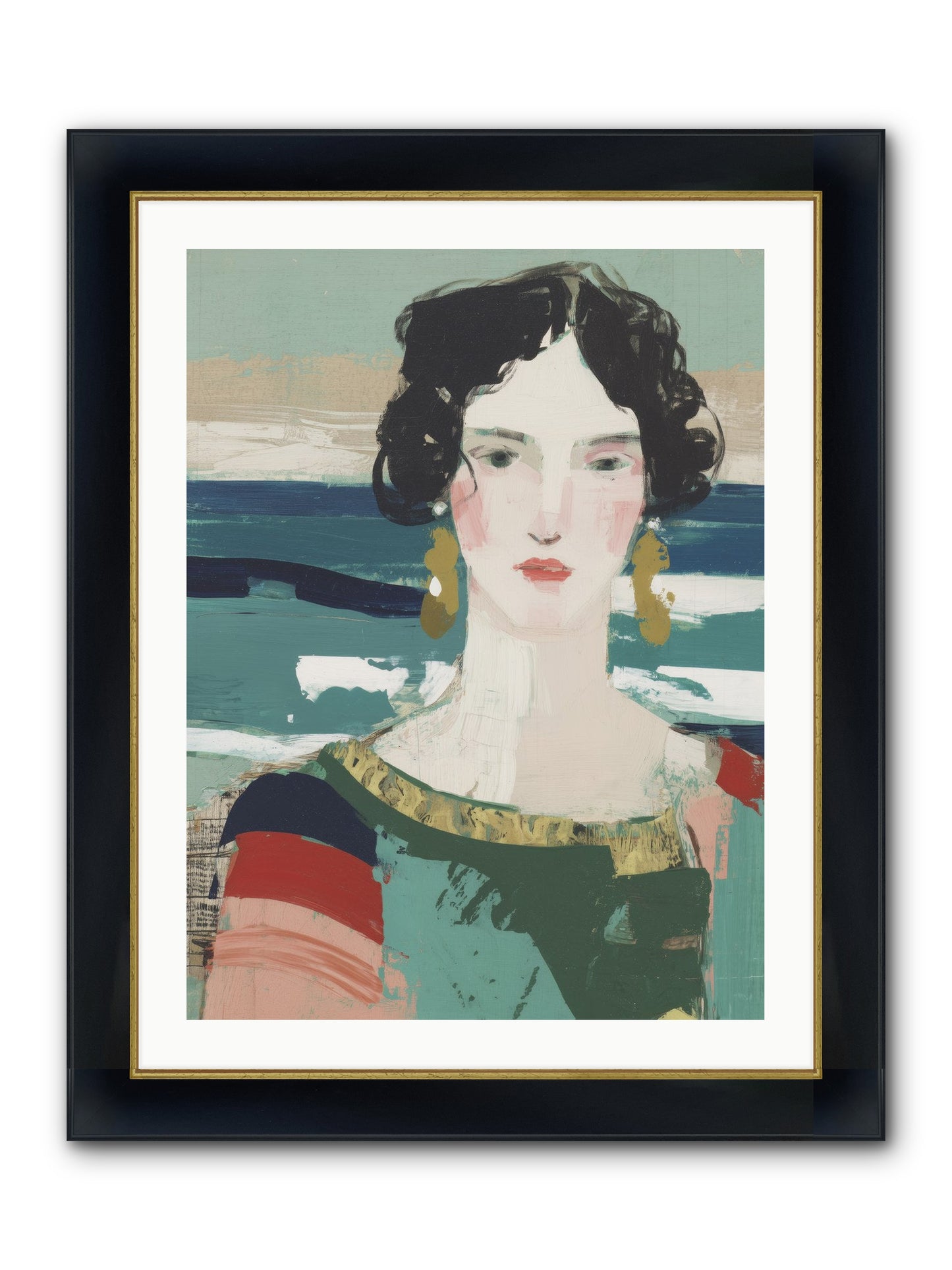 Restless Waves Framed Print - Wide Black w/Gold 24x32
