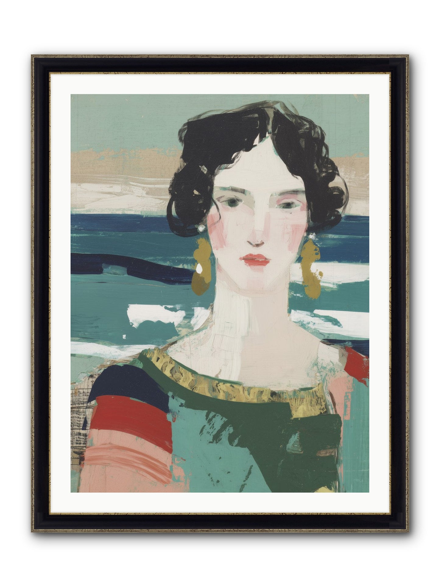 Restless Waves Framed Print - Black & Gold 30x40