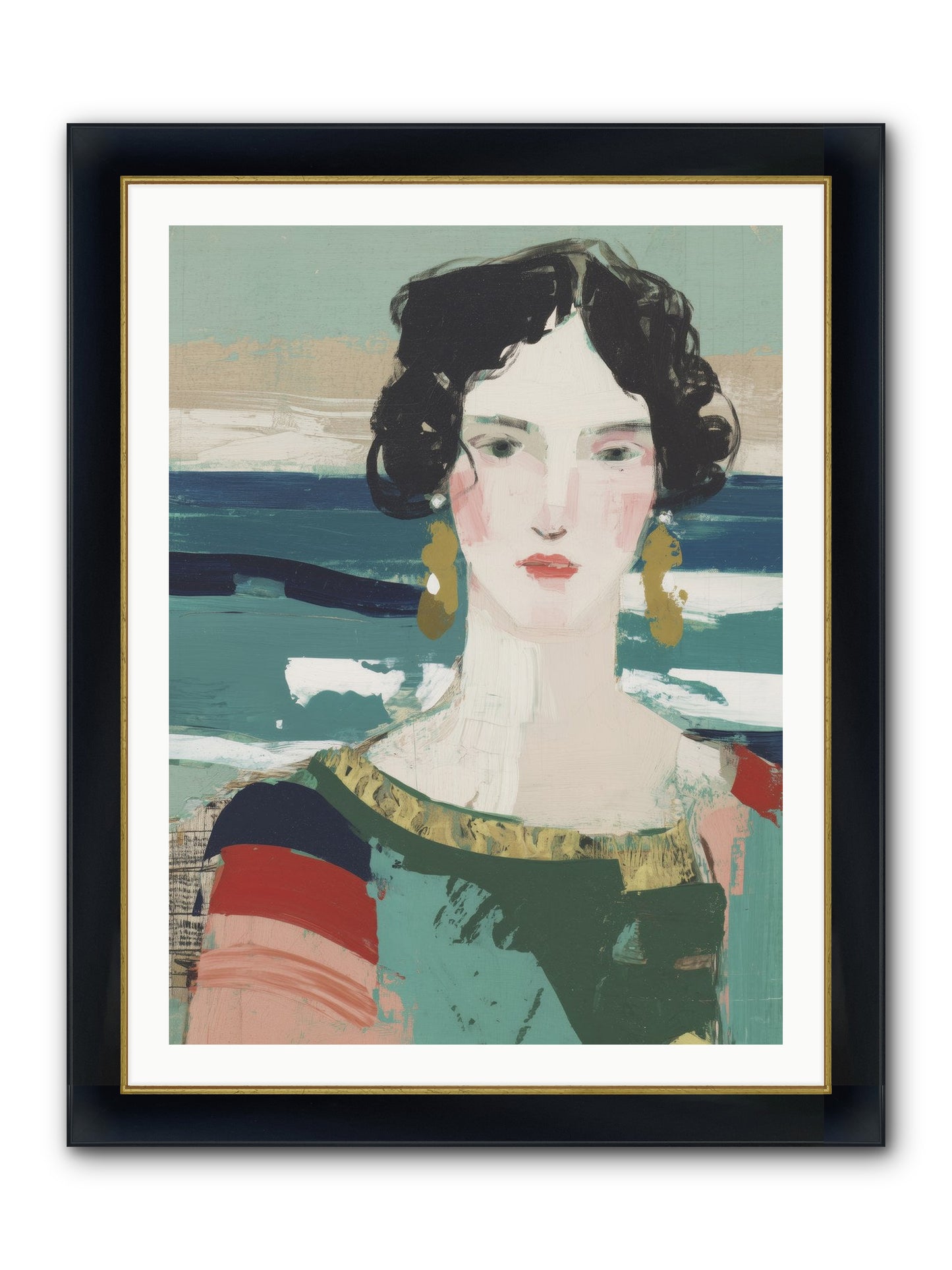 Restless Waves Framed Print - Wide Black w/Gold 30x40