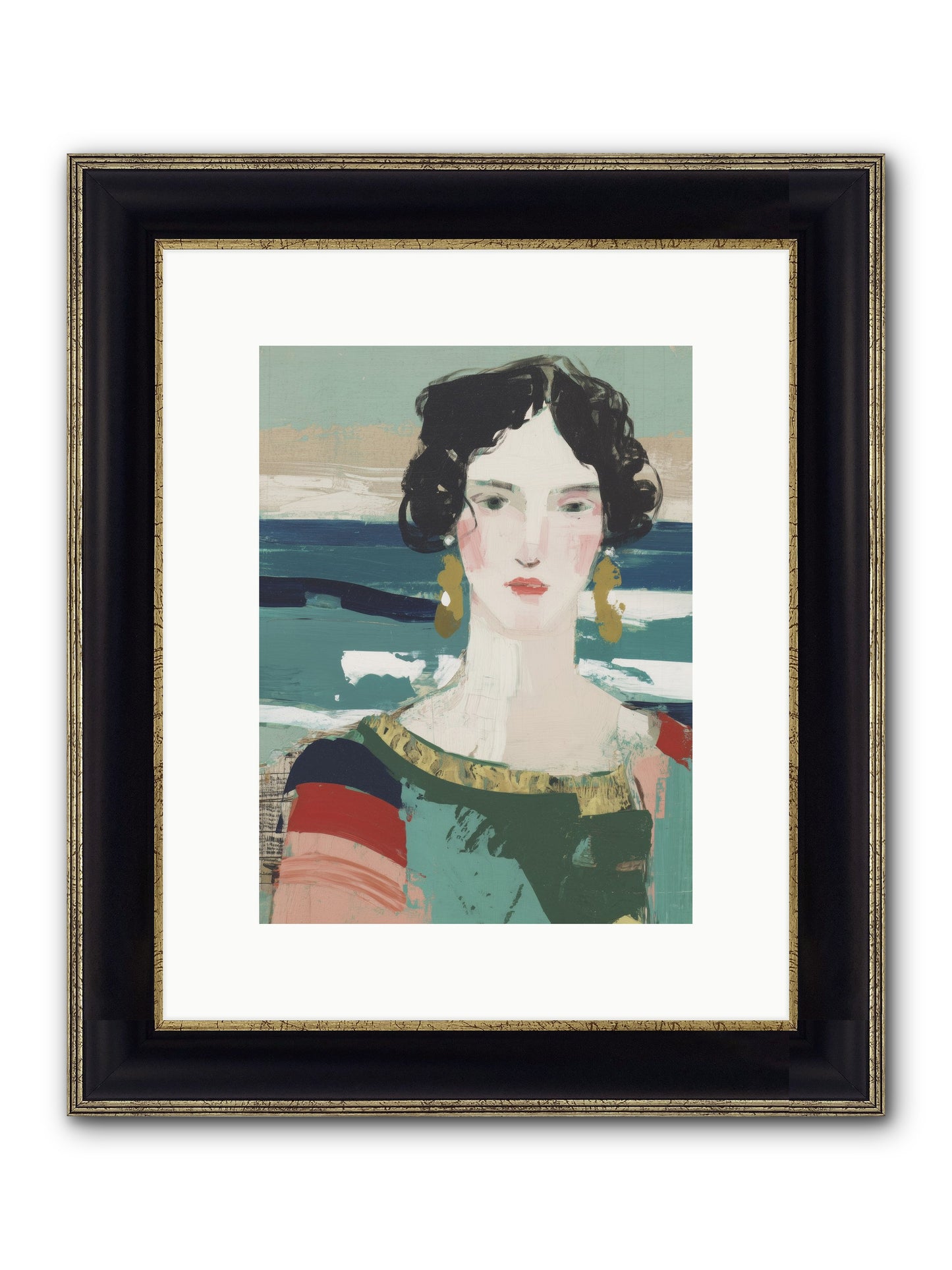 Restless Waves Framed Print - Black & Gold 9x12