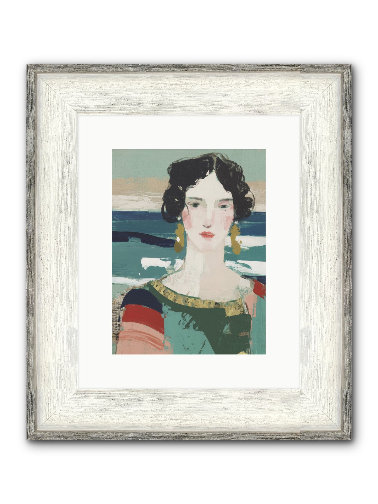 Restless Waves Framed Print - Driftwood White 9x12