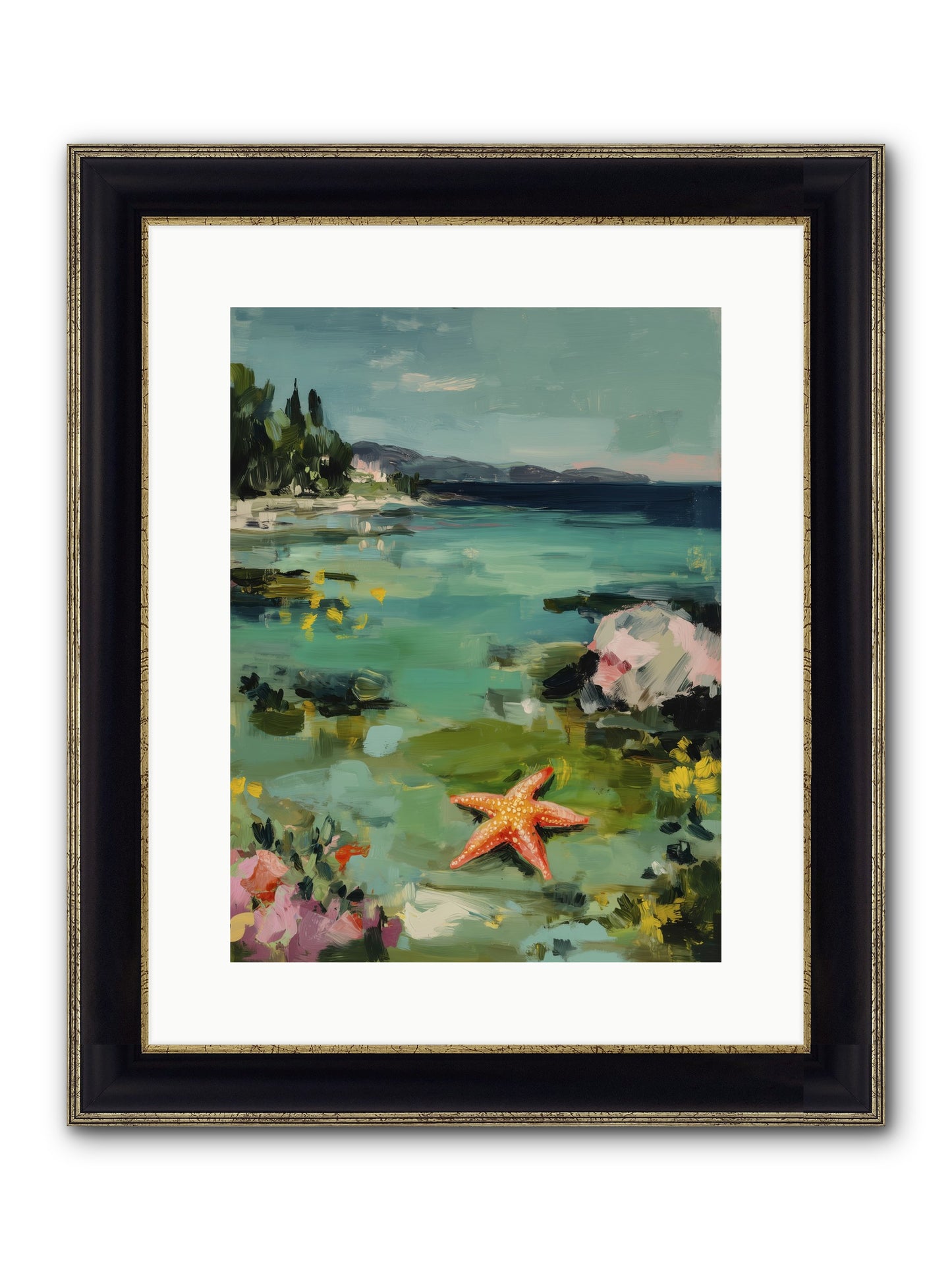 Retreating Tides Framed Print - Black & Gold 12x16