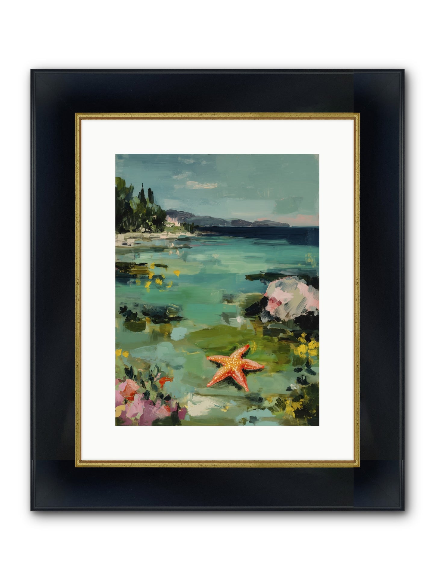Retreating Tides Framed Print - Wide Black w/Gold 12x16
