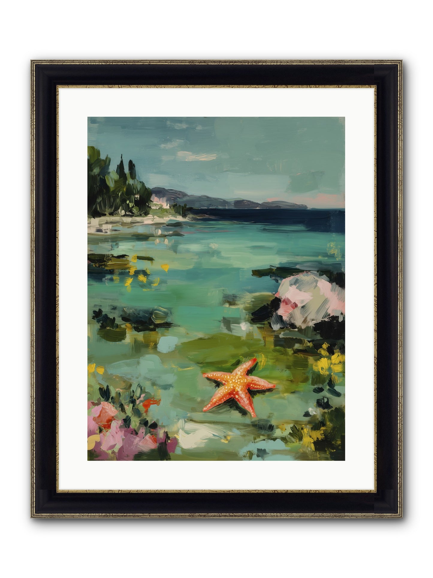 Retreating Tides Framed Print - Black & Gold 18x24