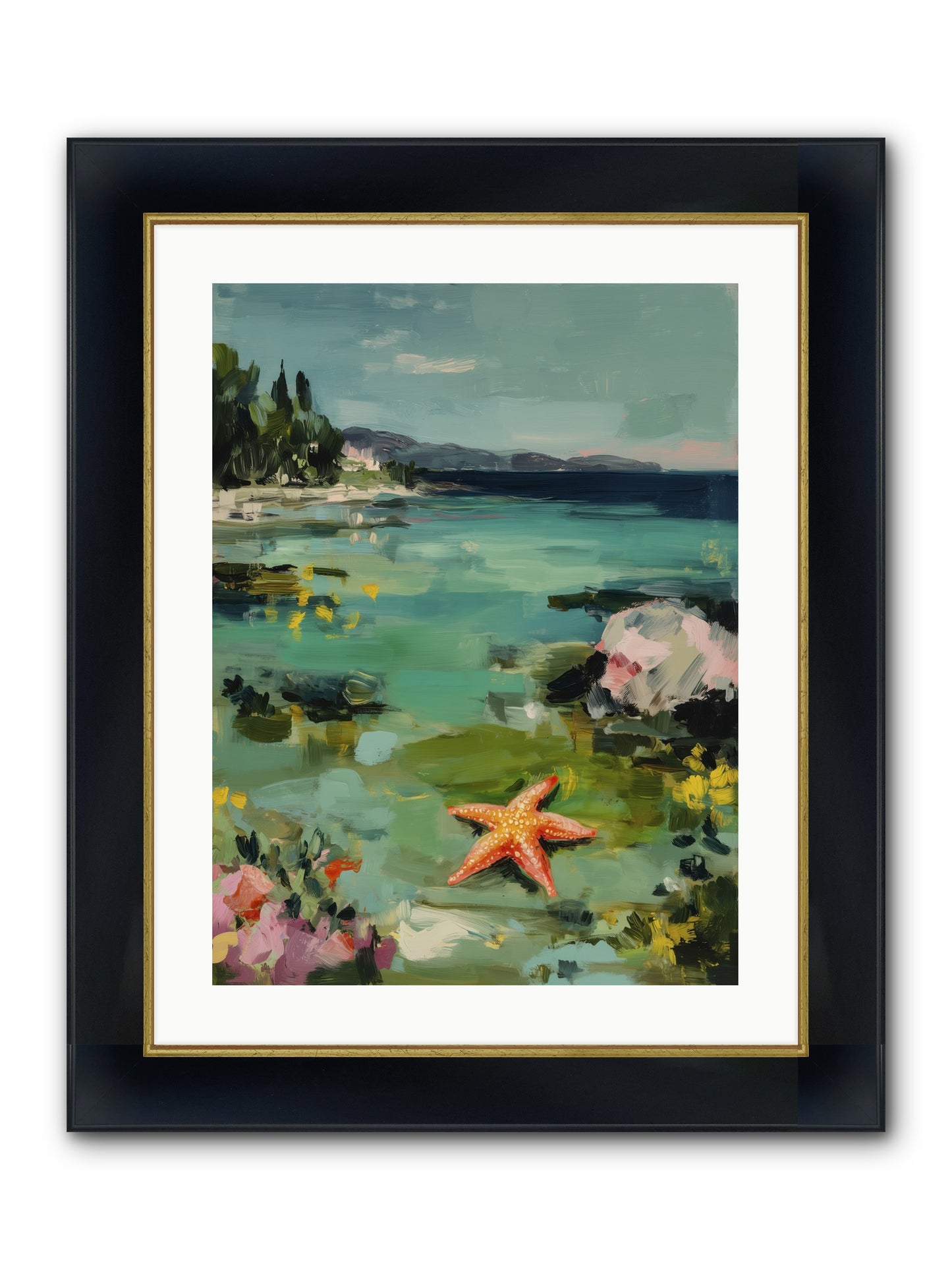Retreating Tides Framed Print - Wide Black w/Gold 18x24