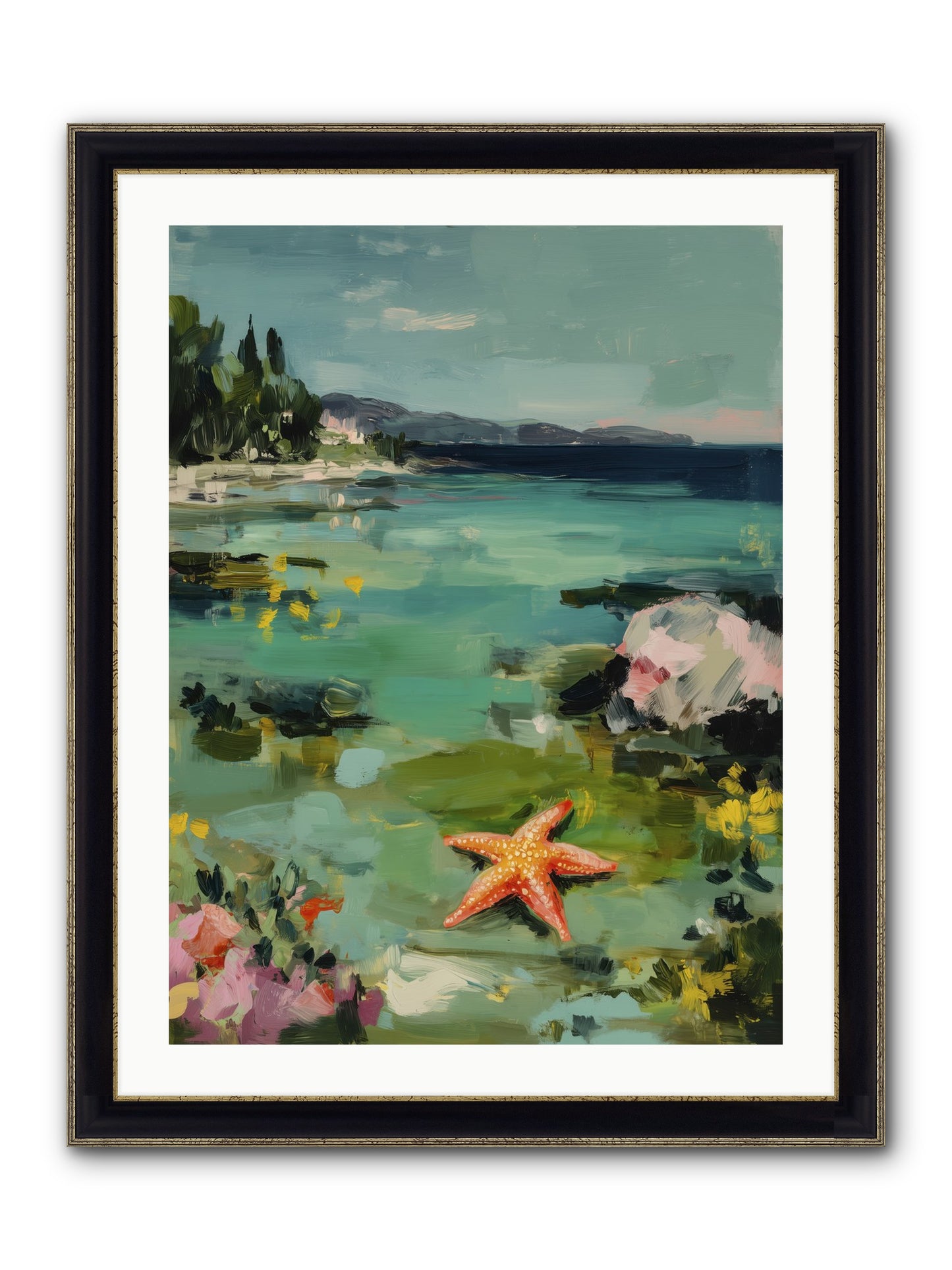 Retreating Tides Framed Print - Black & Gold 24x32
