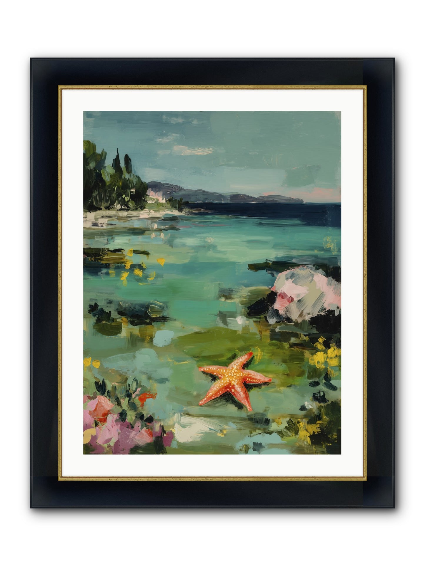 Retreating Tides Framed Print - Wide Black w/Gold 24x32