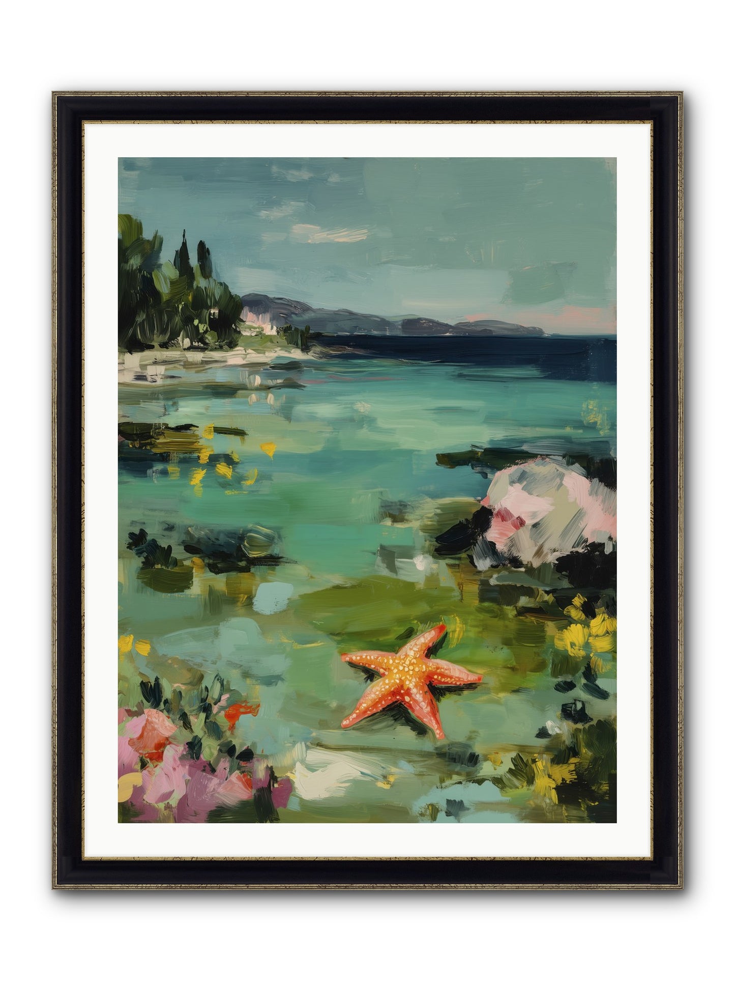 Retreating Tides Framed Print - Black & Gold 30x40