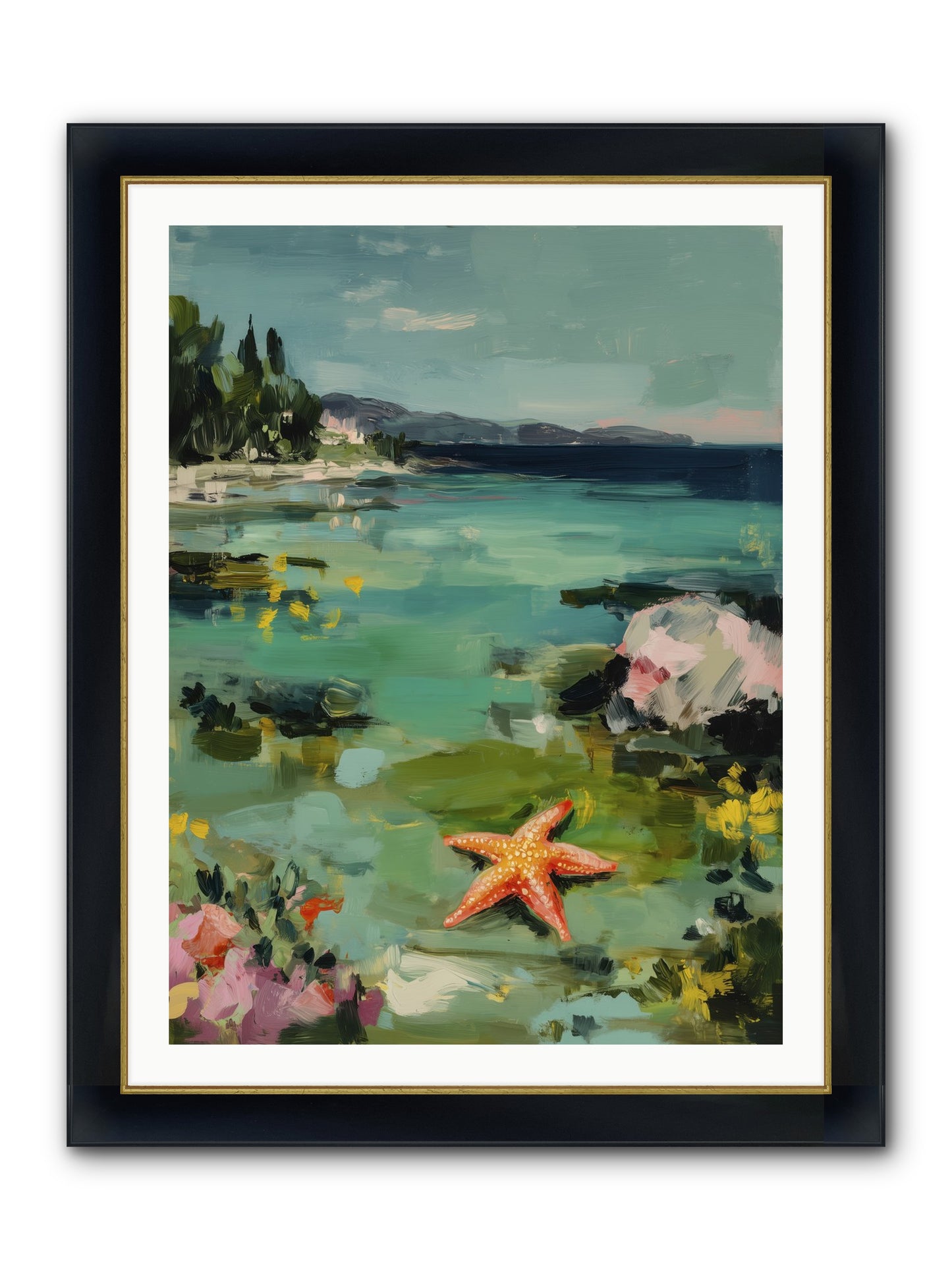 Retreating Tides Framed Print - Wide Black w/Gold 30x40