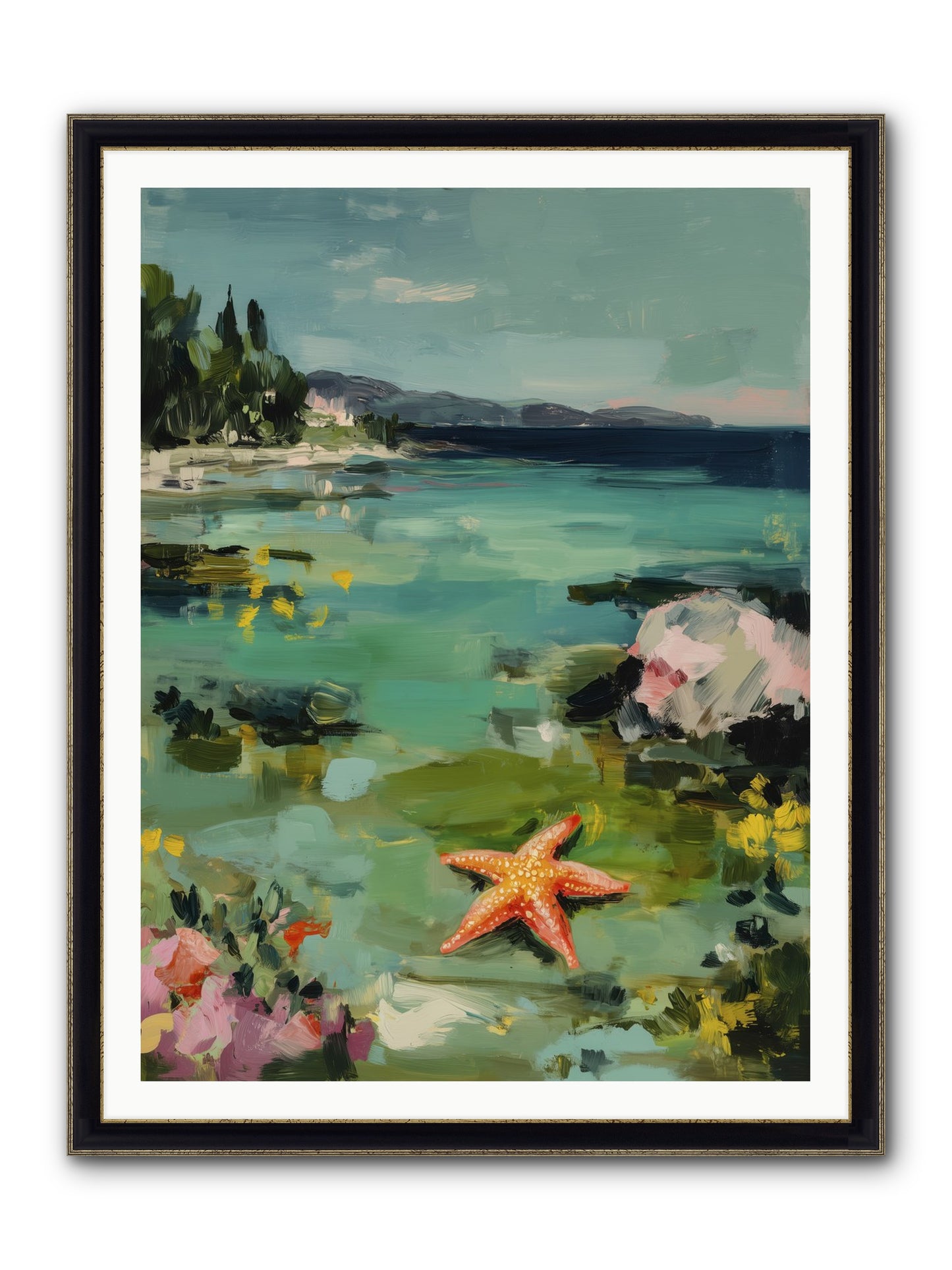 Retreating Tides Framed Print - Black & Gold 36x48