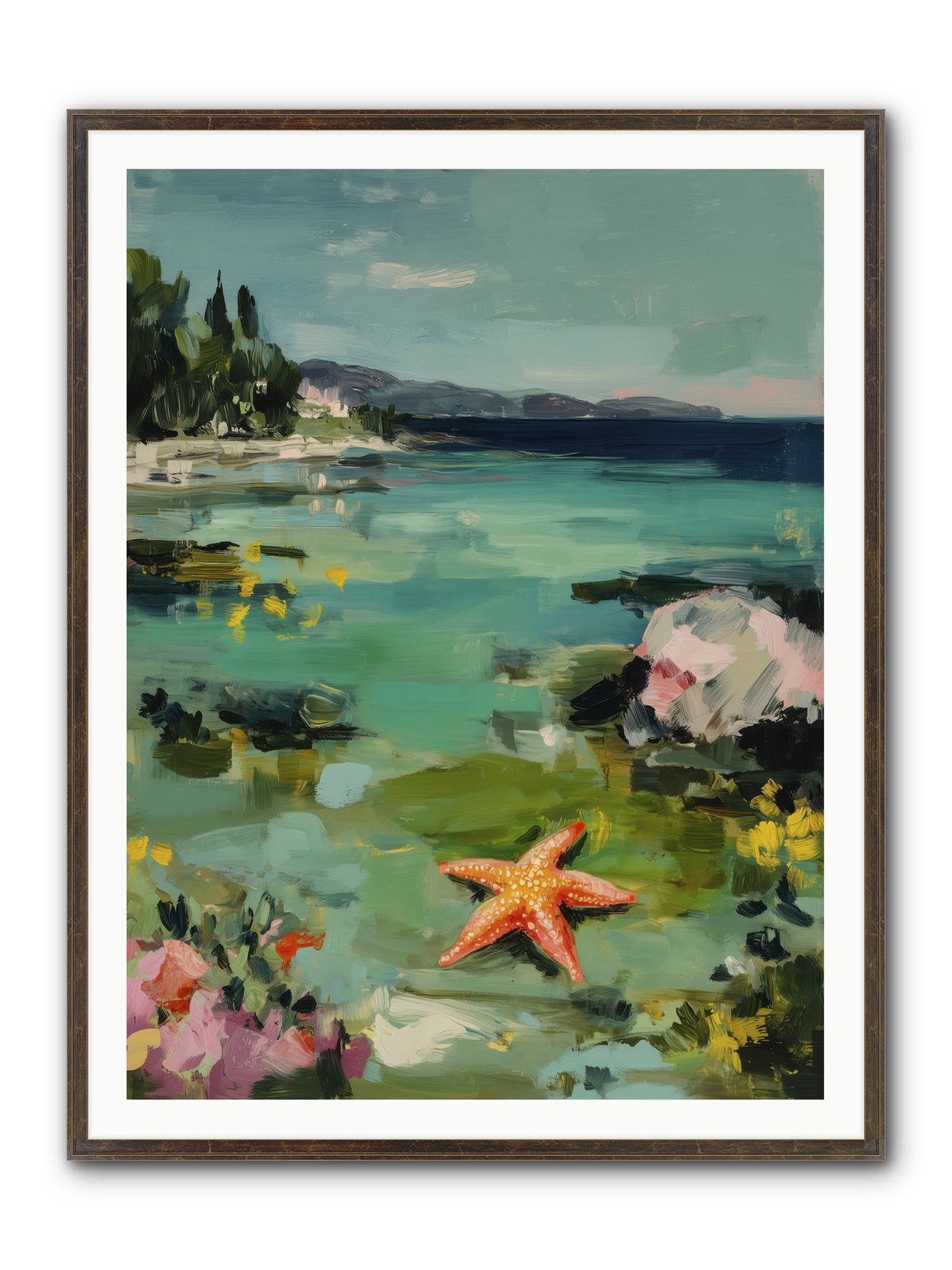 Retreating Tides Framed Print - Slimwoods Black/Gold 36x48