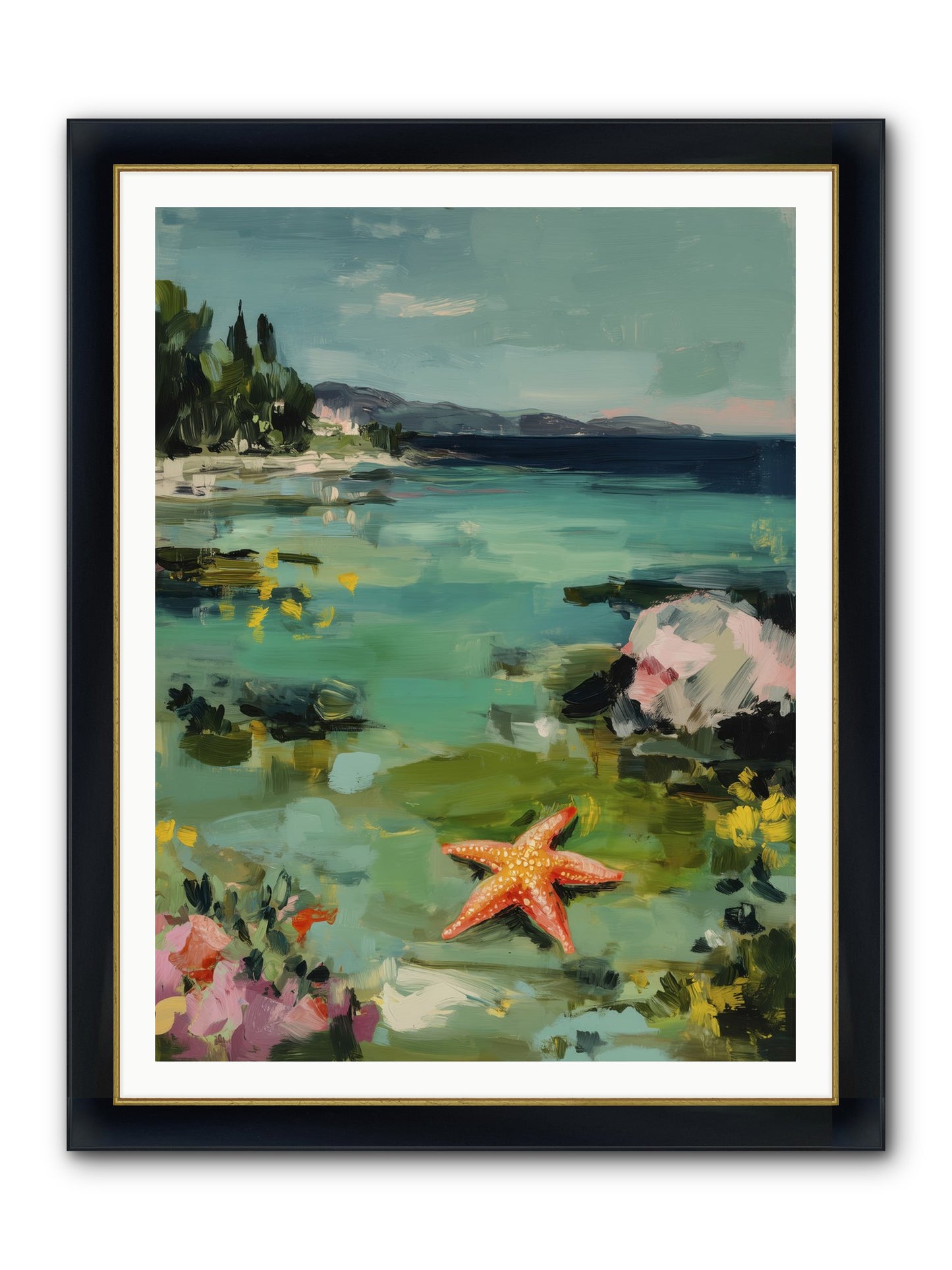 Retreating Tides Framed Print - Wide Black w/Gold 36x48