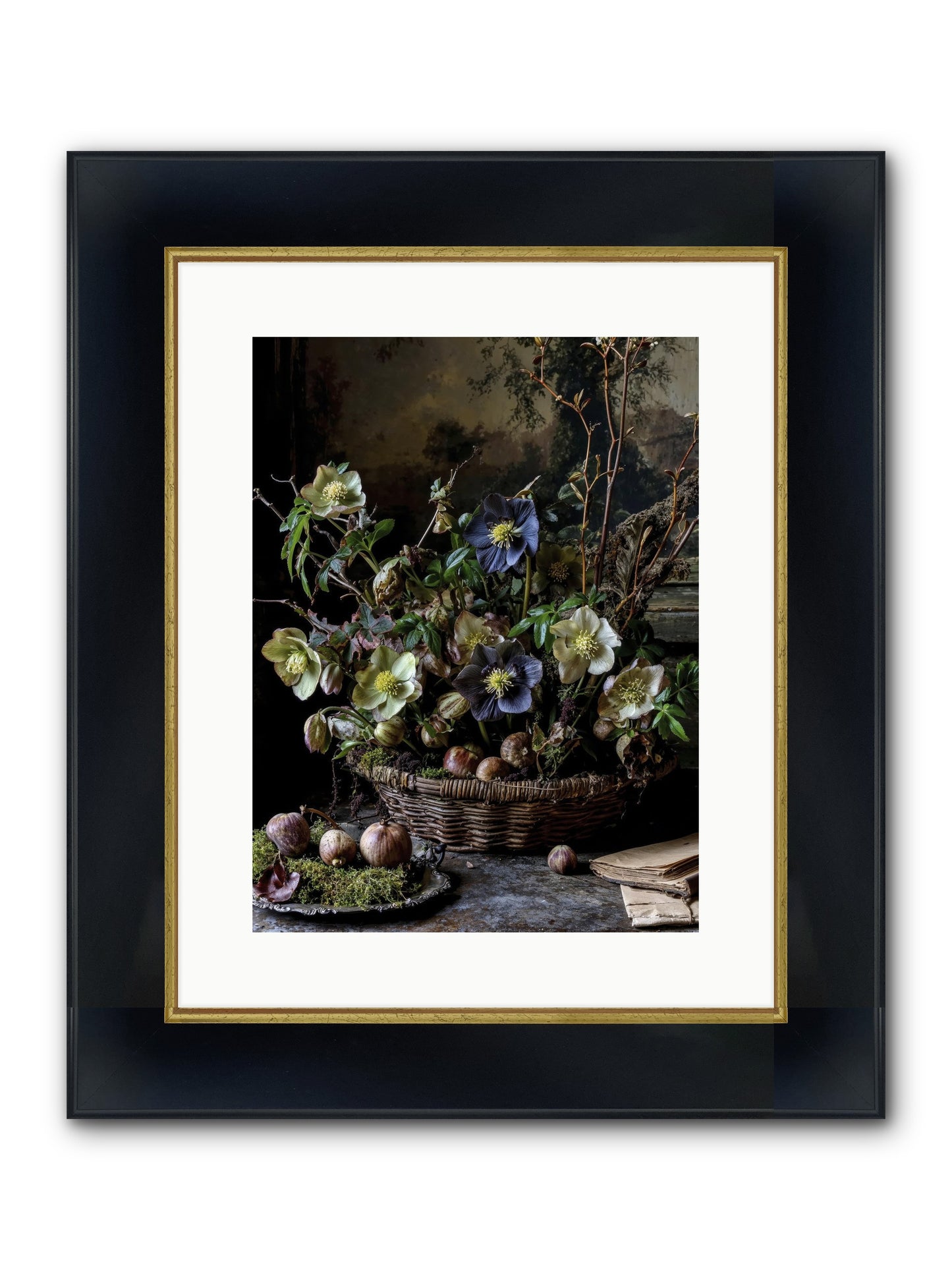 Rhapsody Framed Print - Wide Black w/Gold 12x16