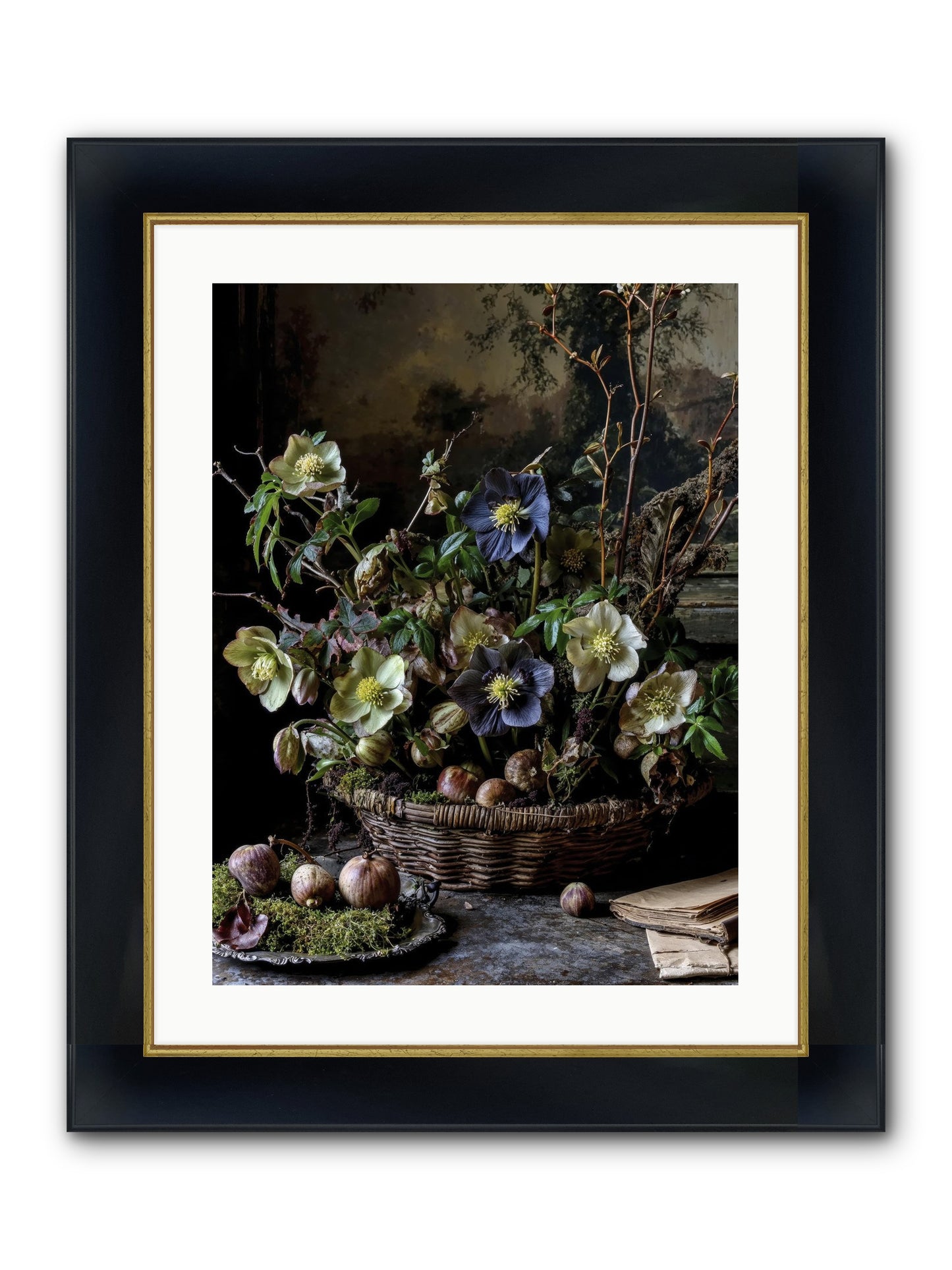 Rhapsody Framed Print - Wide Black w/Gold 18x24