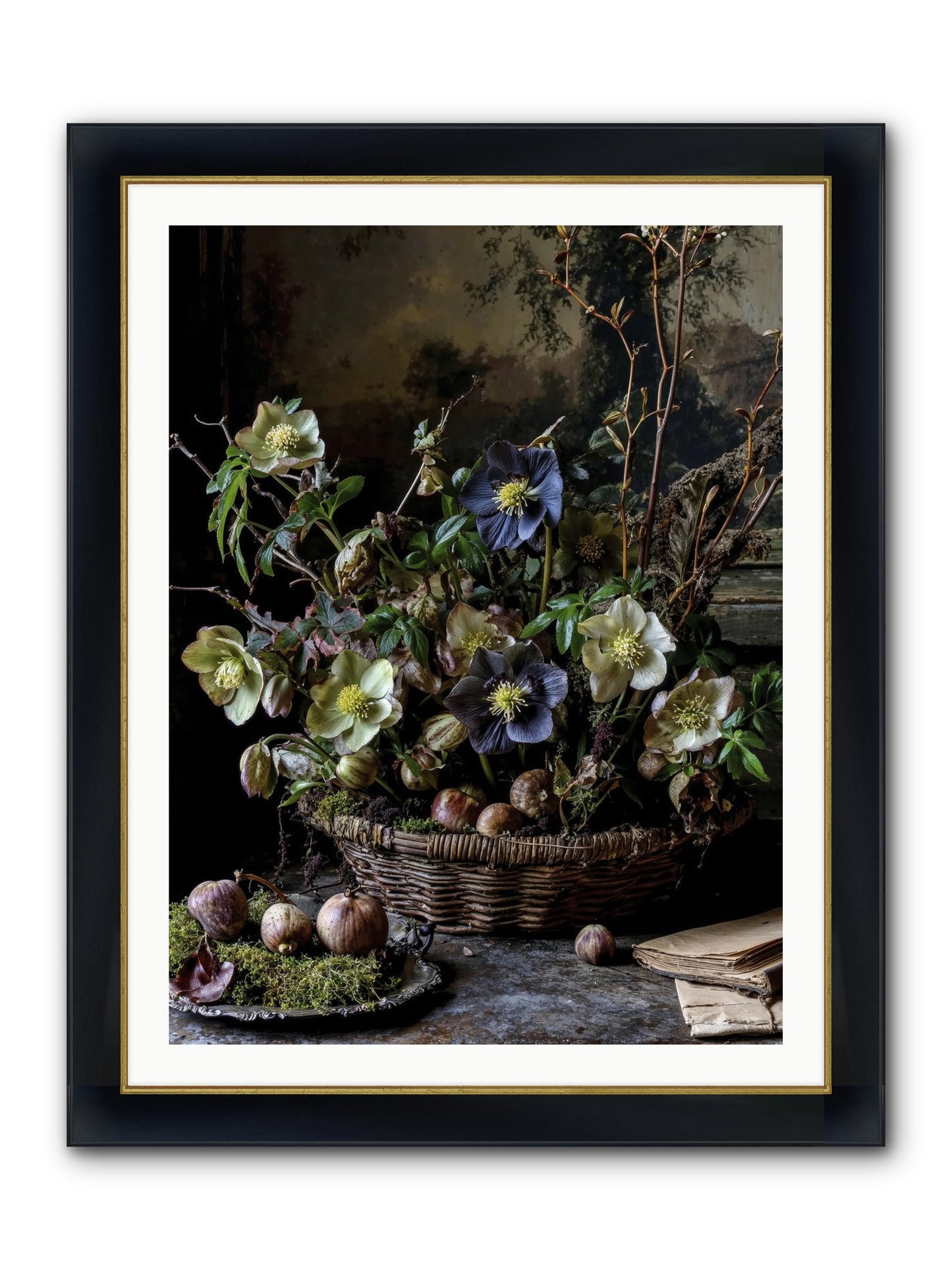 Rhapsody Framed Print - Wide Black w/Gold 30x40