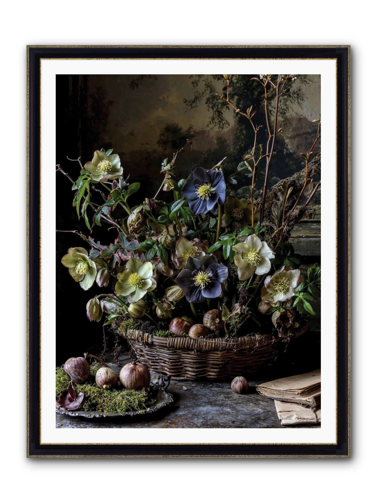 Rhapsody Framed Print - Black & Gold 36x48