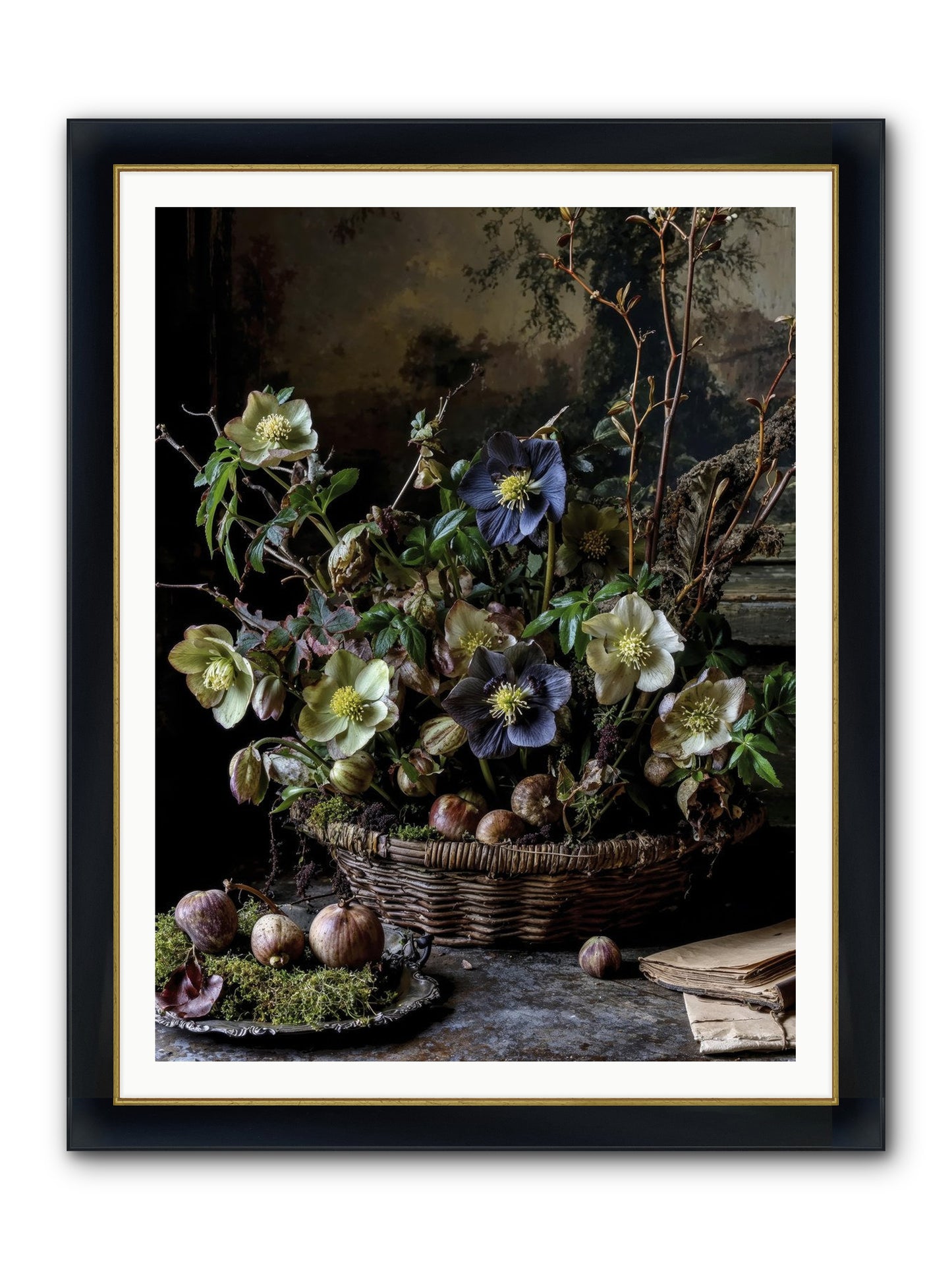 Rhapsody Framed Print - Wide Black w/Gold 36x48