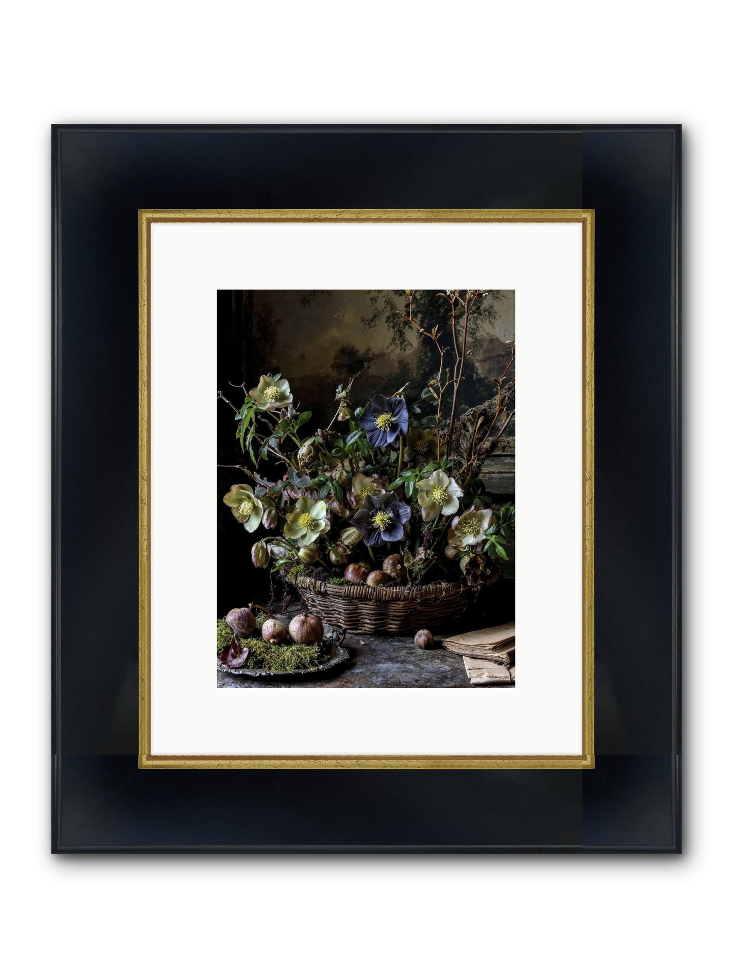 Rhapsody Framed Print - Wide Black w/Gold 9x12