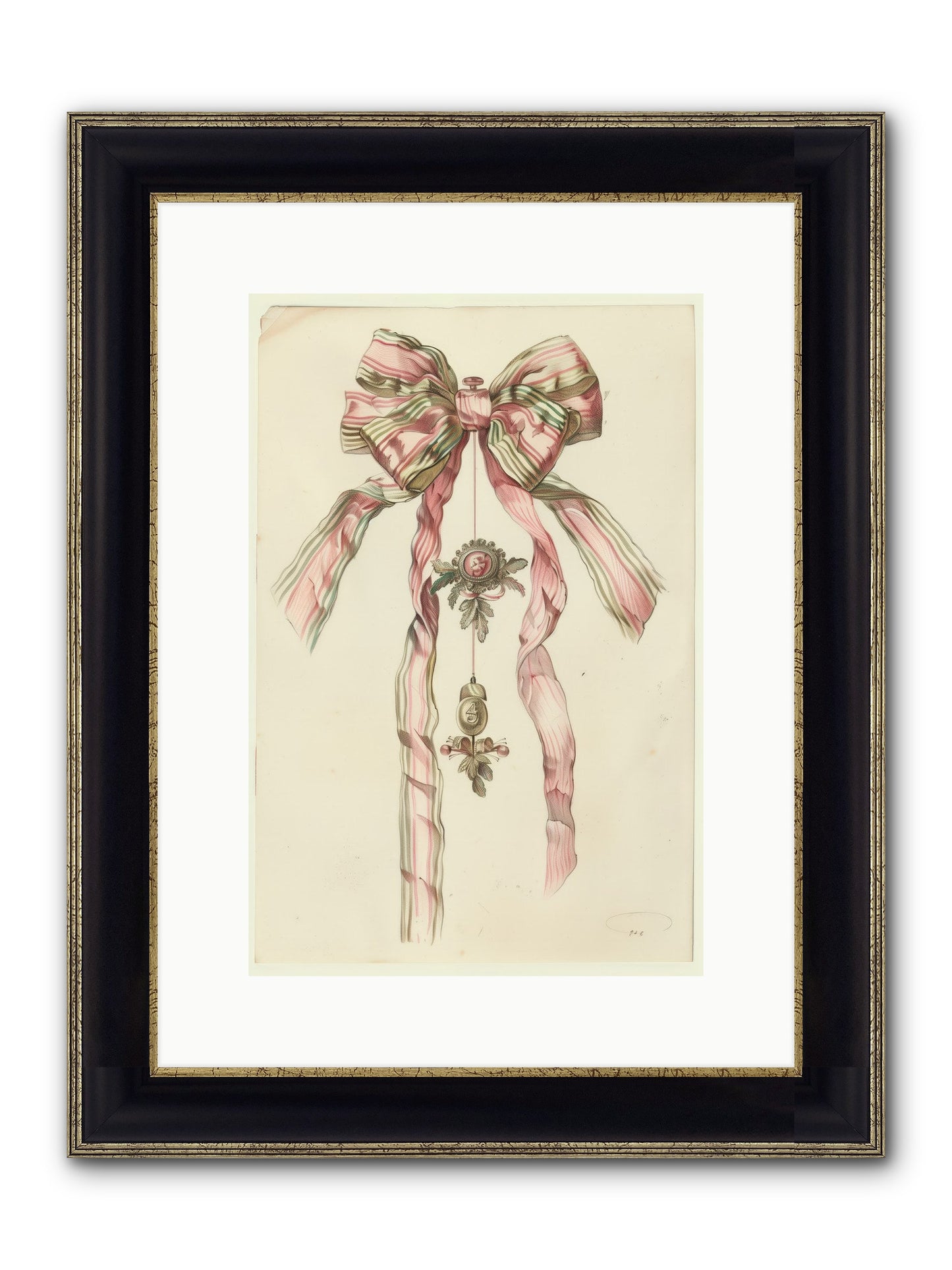 Ribbon Rendezvous Framed Print - Black & Gold 10x15