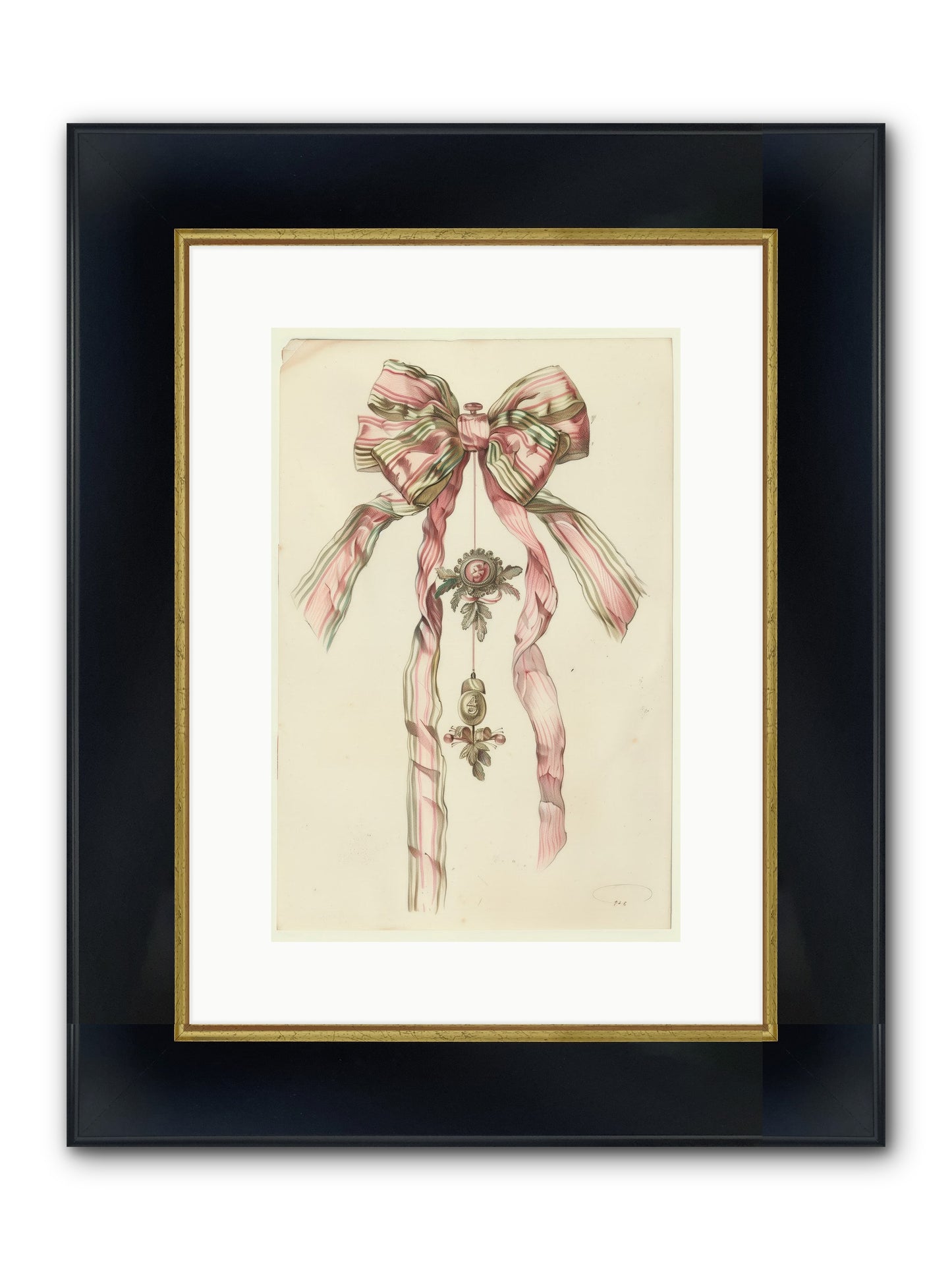 Ribbon Rendezvous Framed Print - Wide Black w/Gold 10x15