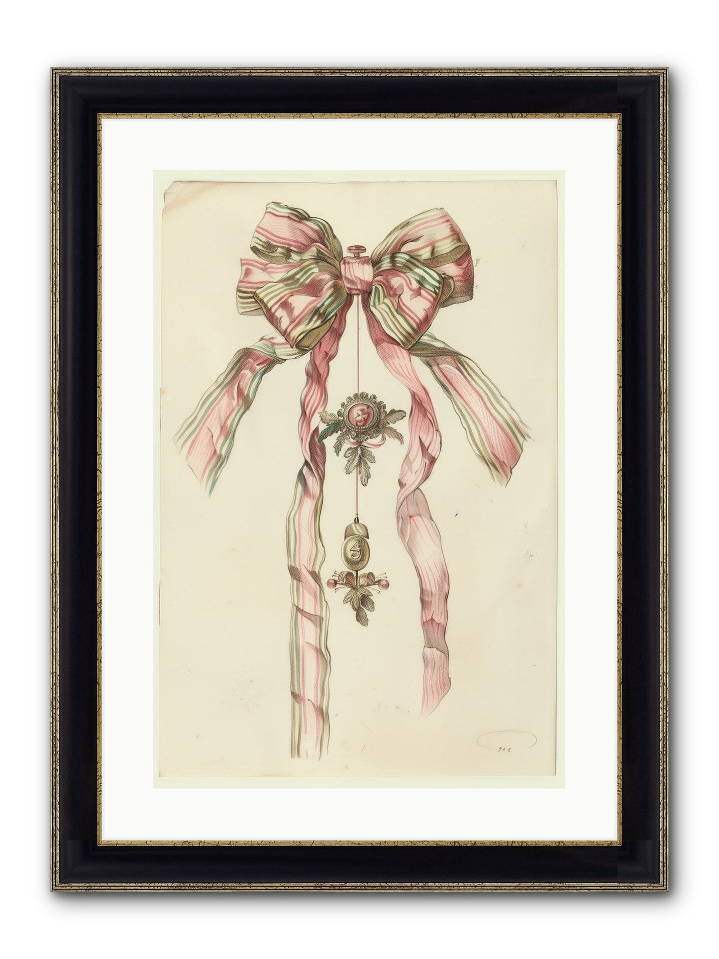 Ribbon Rendezvous Framed Print - Black & Gold 16x24