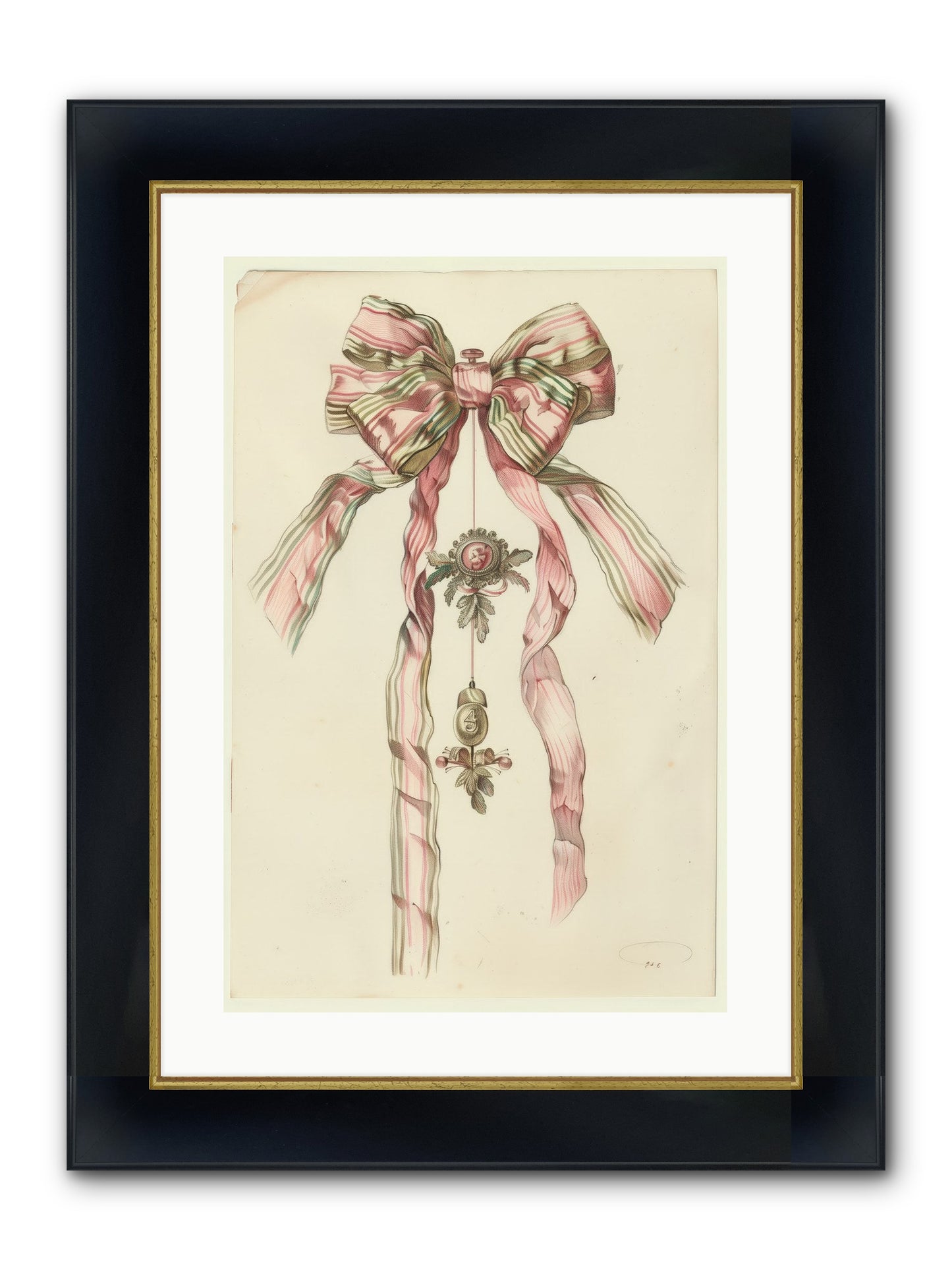 Ribbon Rendezvous Framed Print - Wide Black w/Gold 16x24