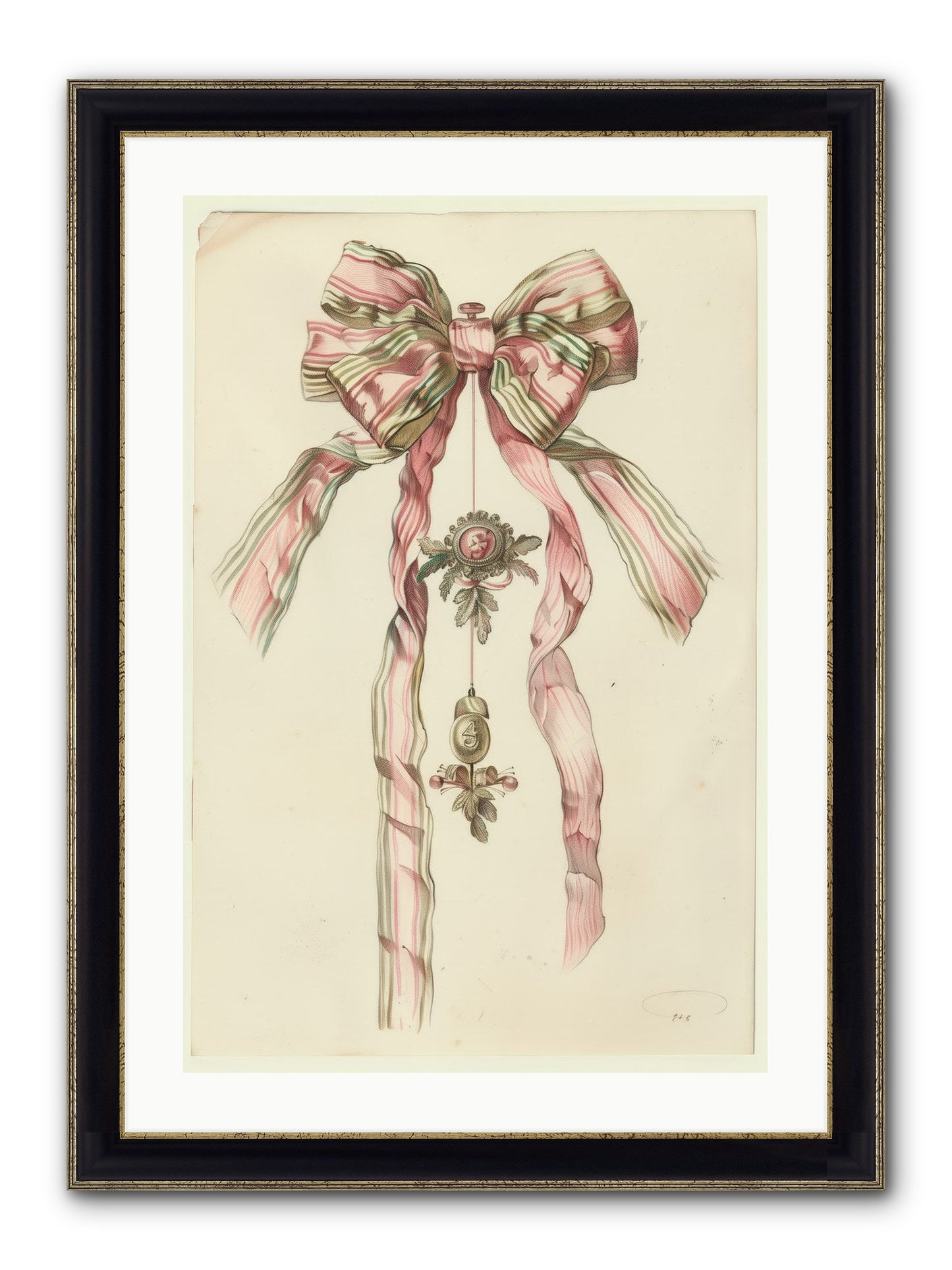 Ribbon Rendezvous Framed Print - Black & Gold 20x30