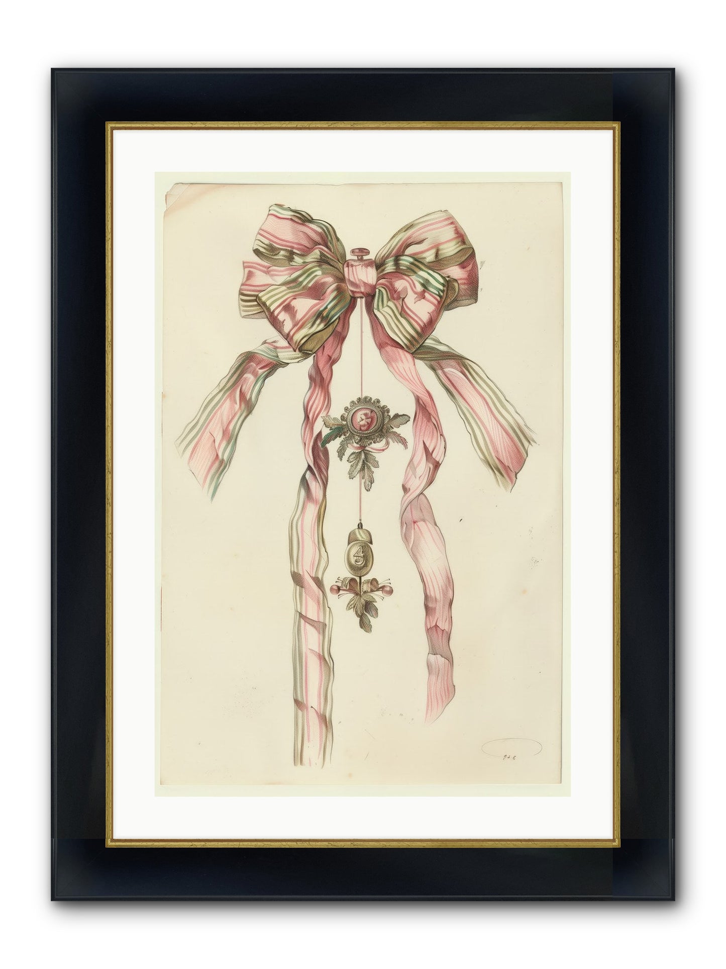 Ribbon Rendezvous Framed Print - Wide Black w/Gold 20x30