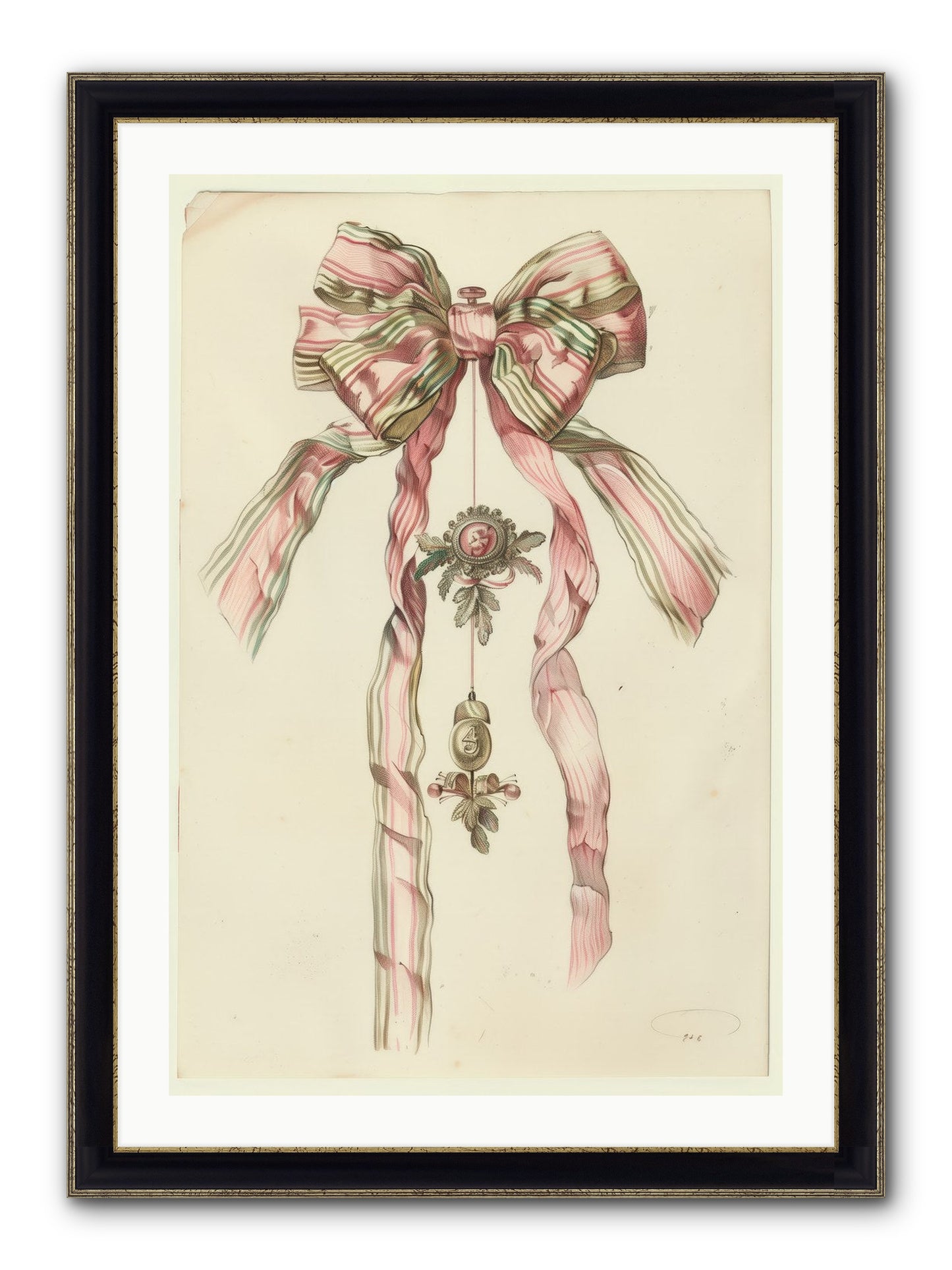 Ribbon Rendezvous Framed Print - Black & Gold 24x36