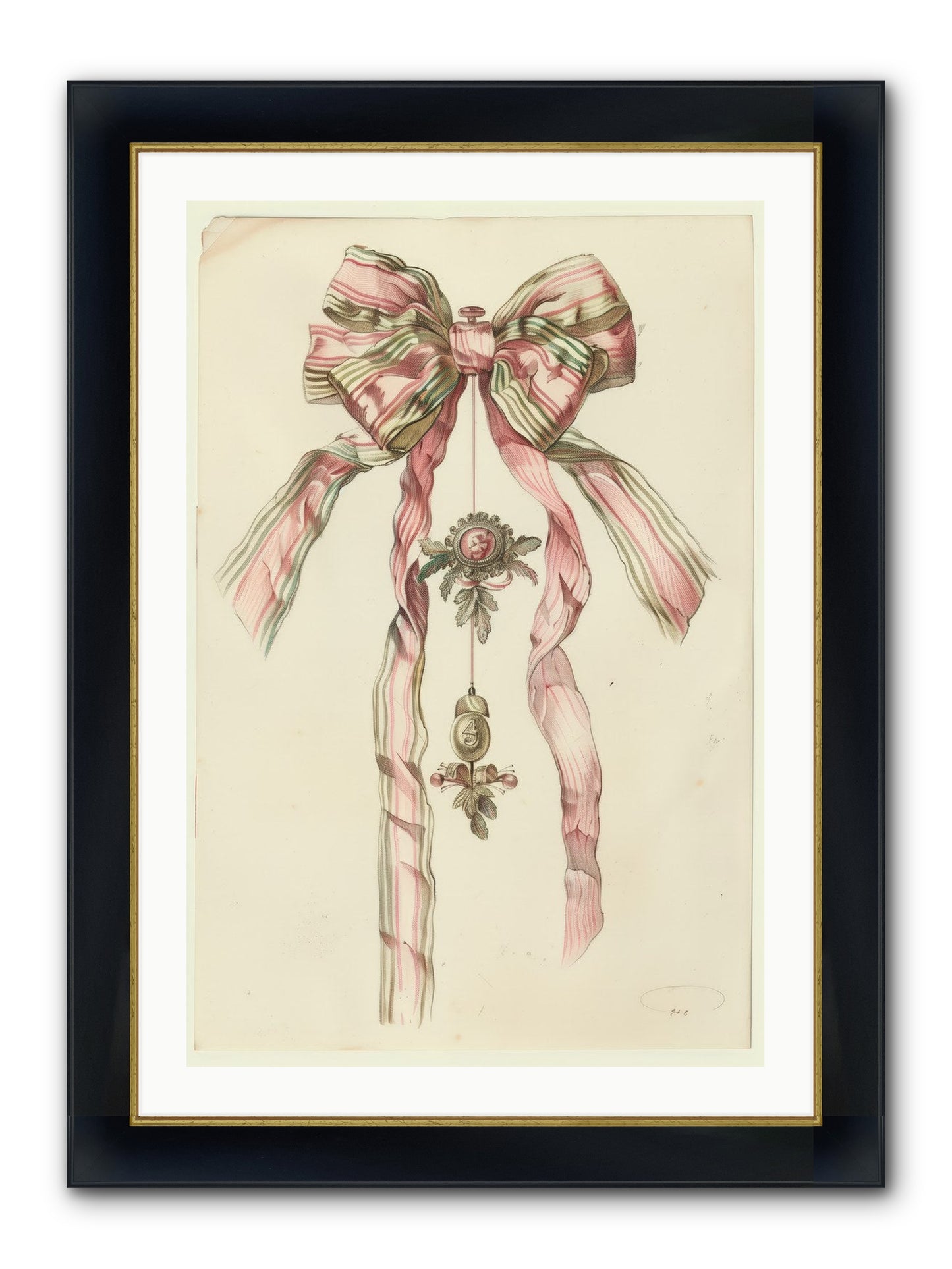 Ribbon Rendezvous Framed Print - Wide Black w/Gold 24x36