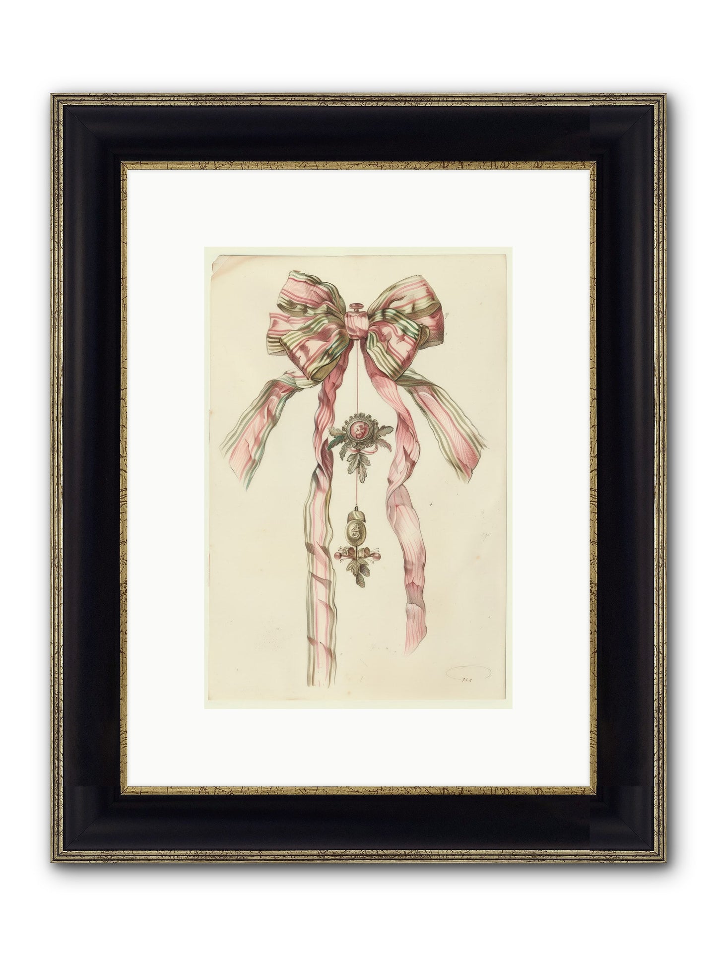 Ribbon Rendezvous Framed Print - Black & Gold 8x12