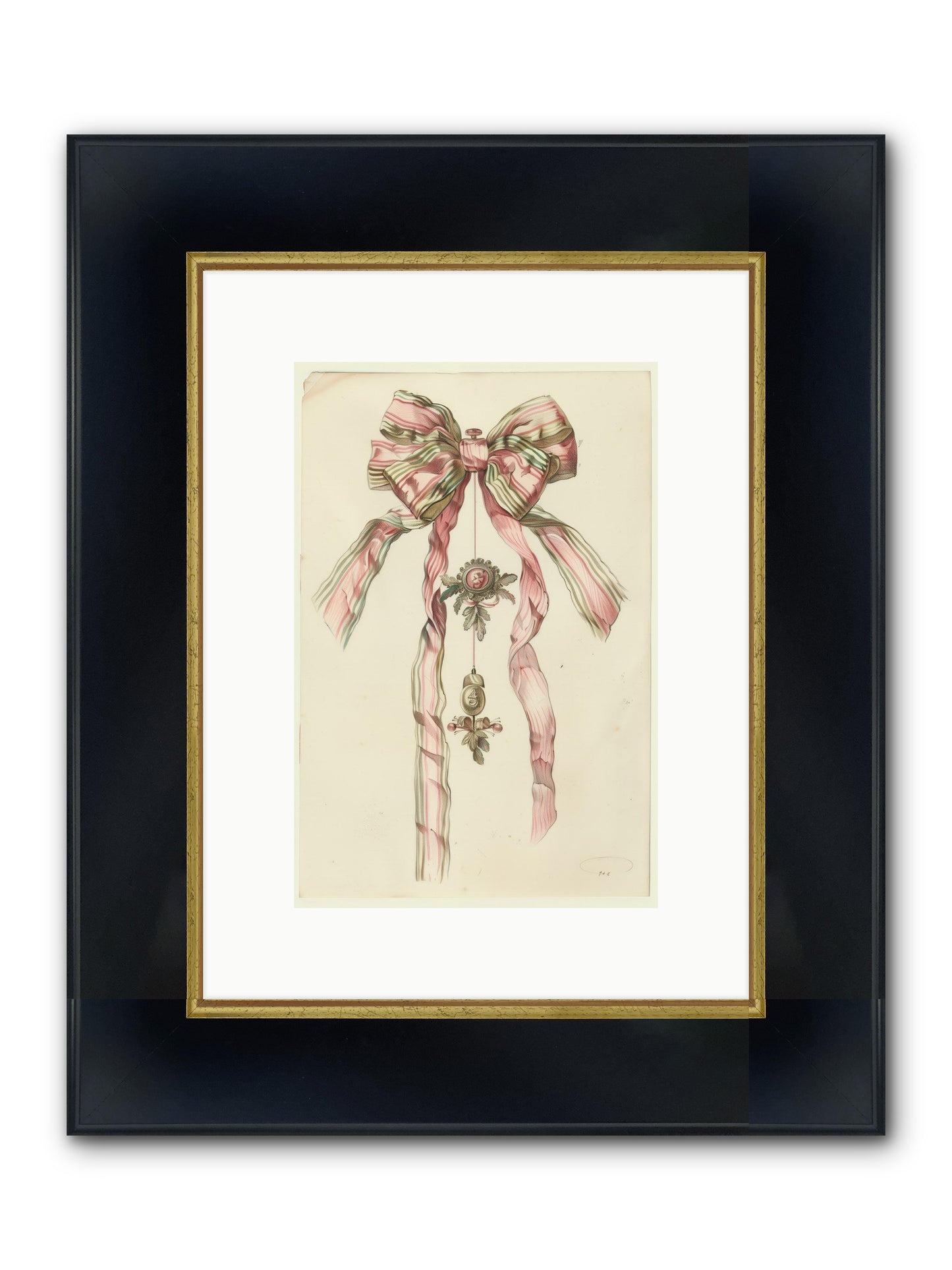 Ribbon Rendezvous Framed Print - Wide Black w/Gold 8x12