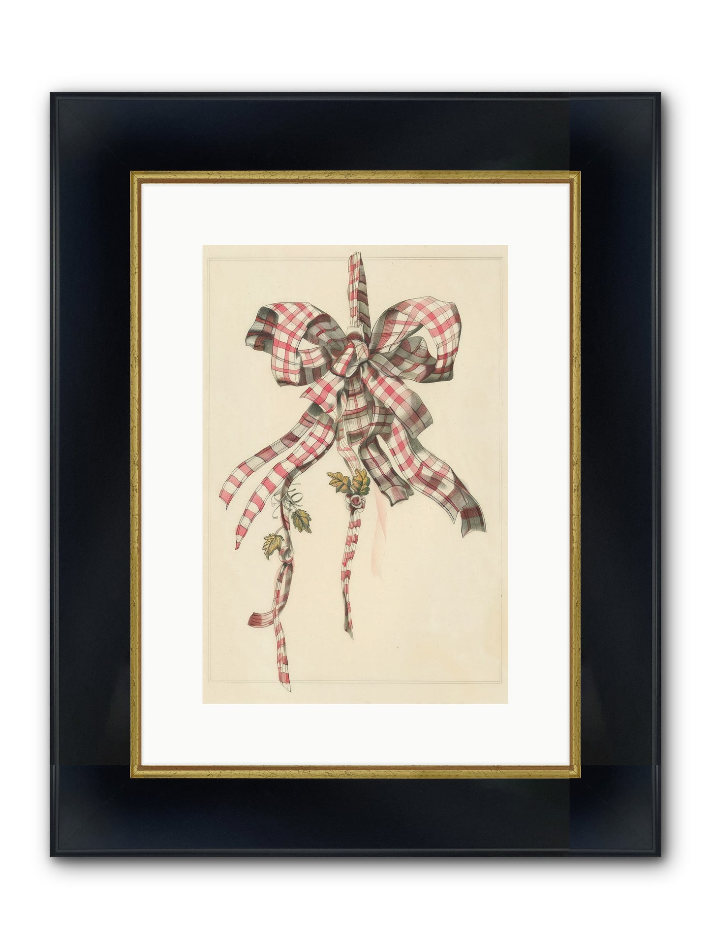Ribbon Reverie Framed Print - Wide Black w/Gold 10x15