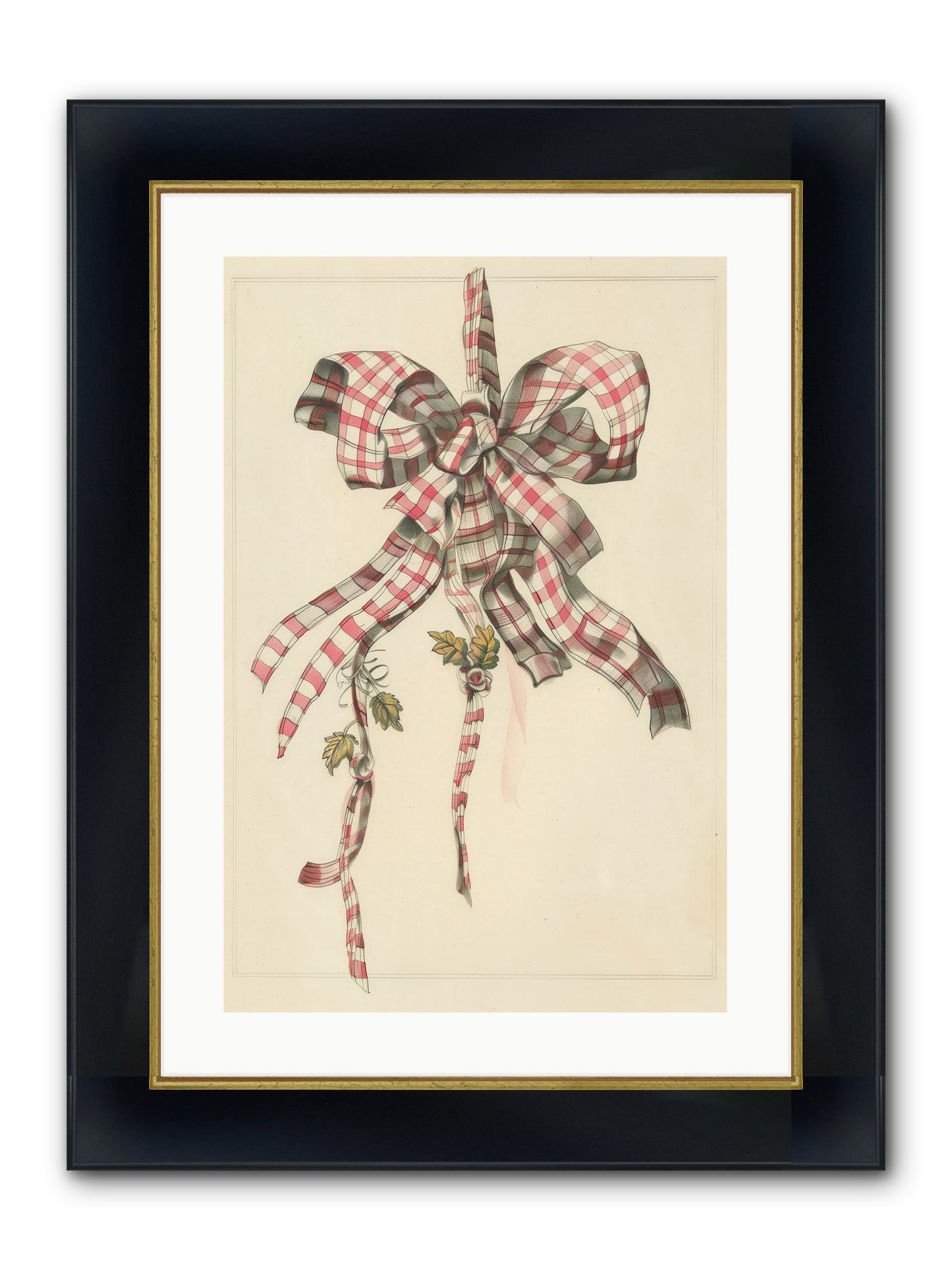 Ribbon Reverie Framed Print - Wide Black w/Gold 16x24