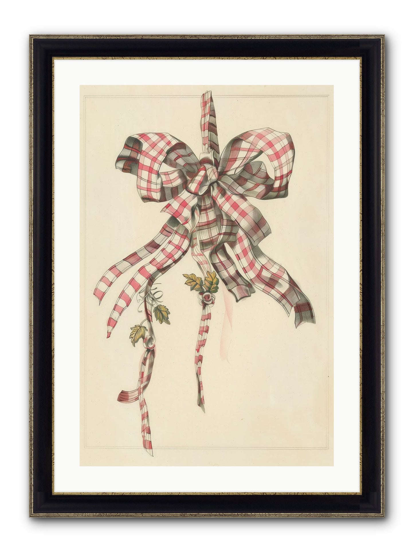 Ribbon Reverie Framed Print - Black & Gold 20x30