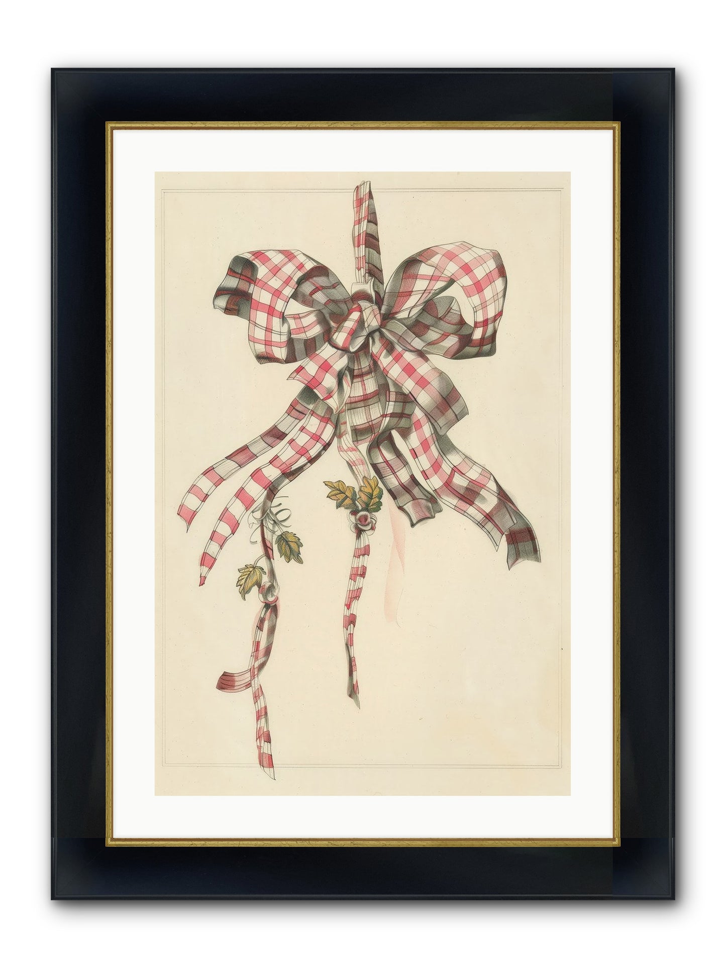 Ribbon Reverie Framed Print - Wide Black w/Gold 20x30