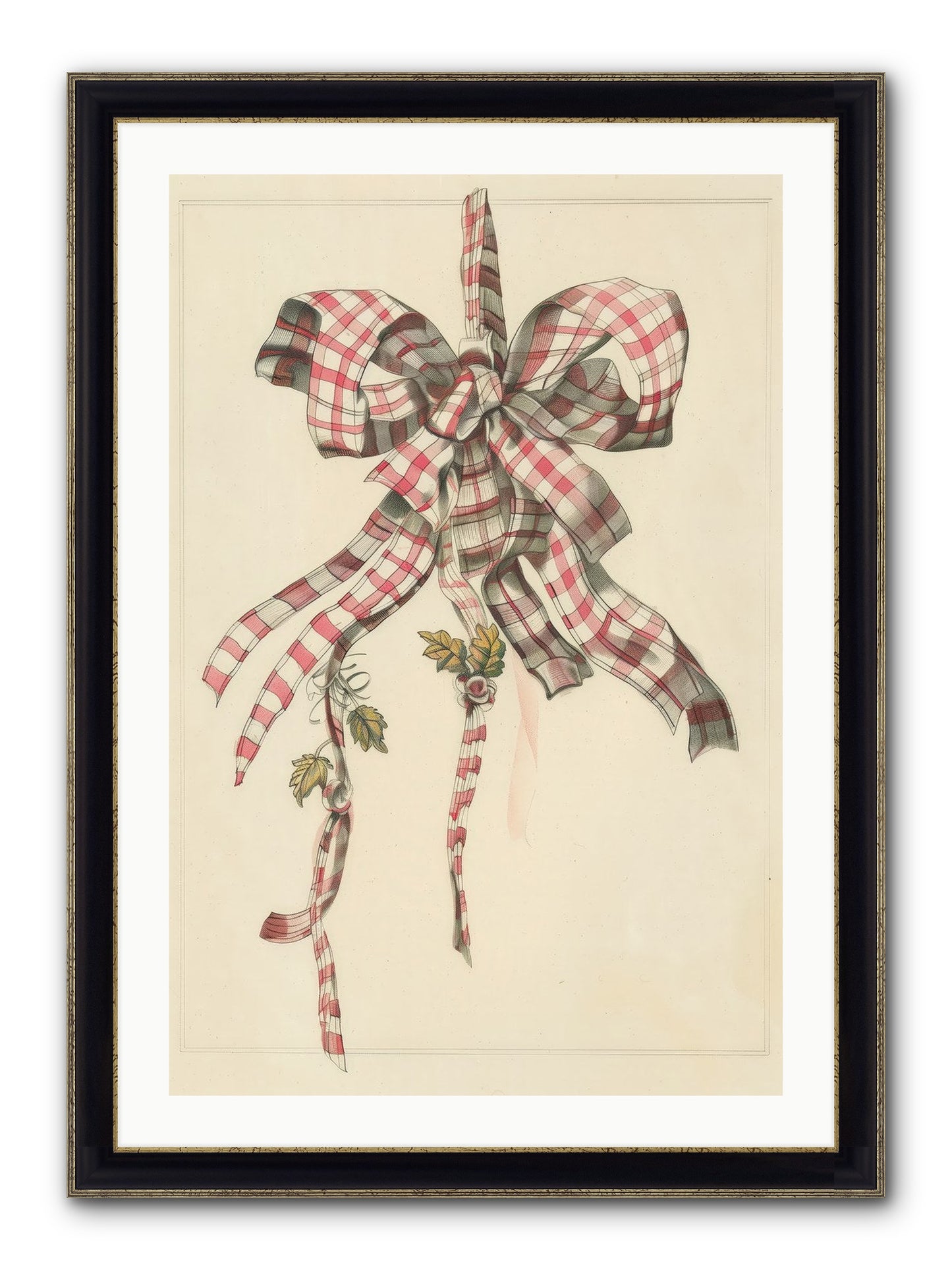 Ribbon Reverie Framed Print - Black & Gold 24x36
