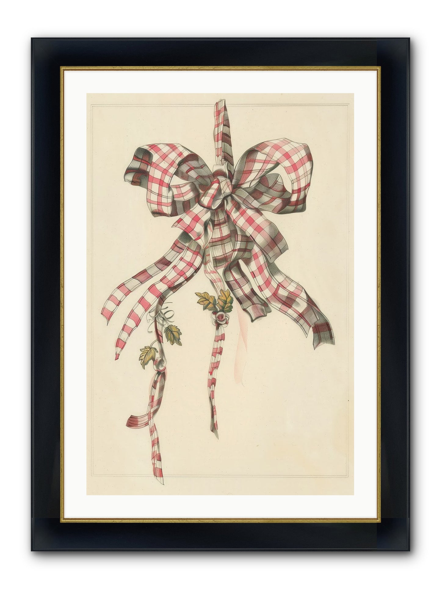 Ribbon Reverie Framed Print - Wide Black w/Gold 24x36