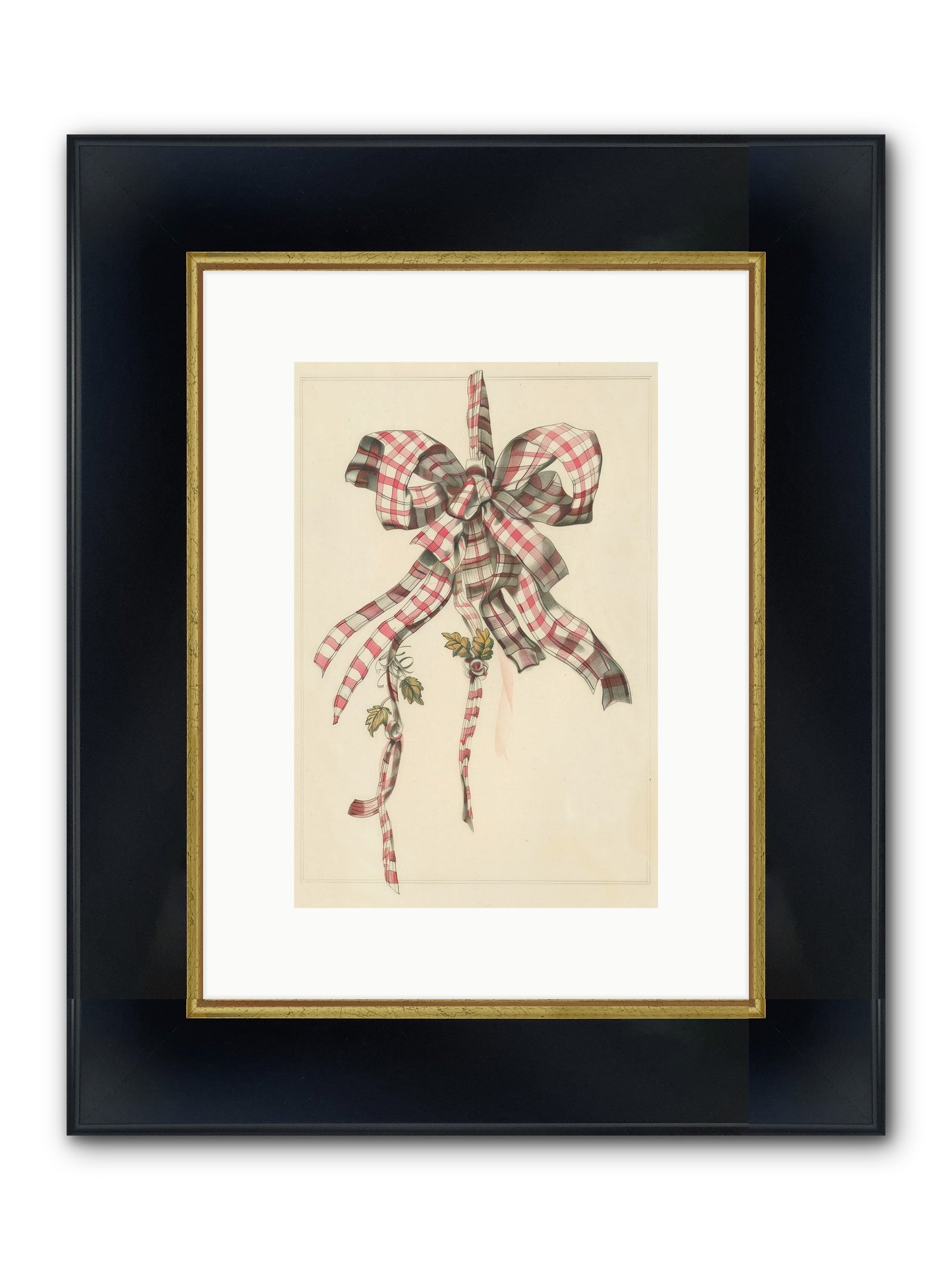Ribbon Reverie Framed Print - Wide Black w/Gold 8x12