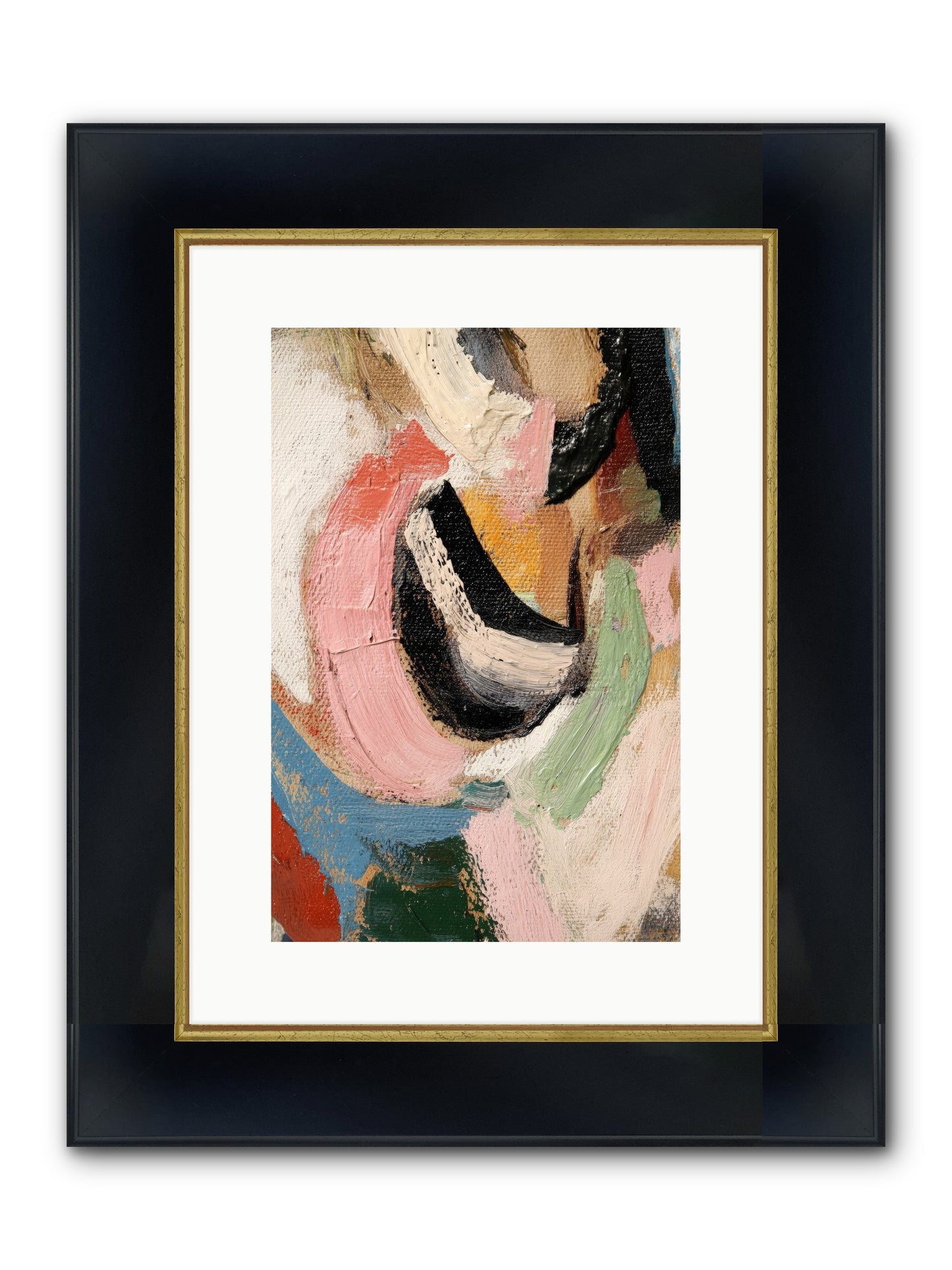 Ribbon Soirée Framed Print - Wide Black w/Gold 10x15