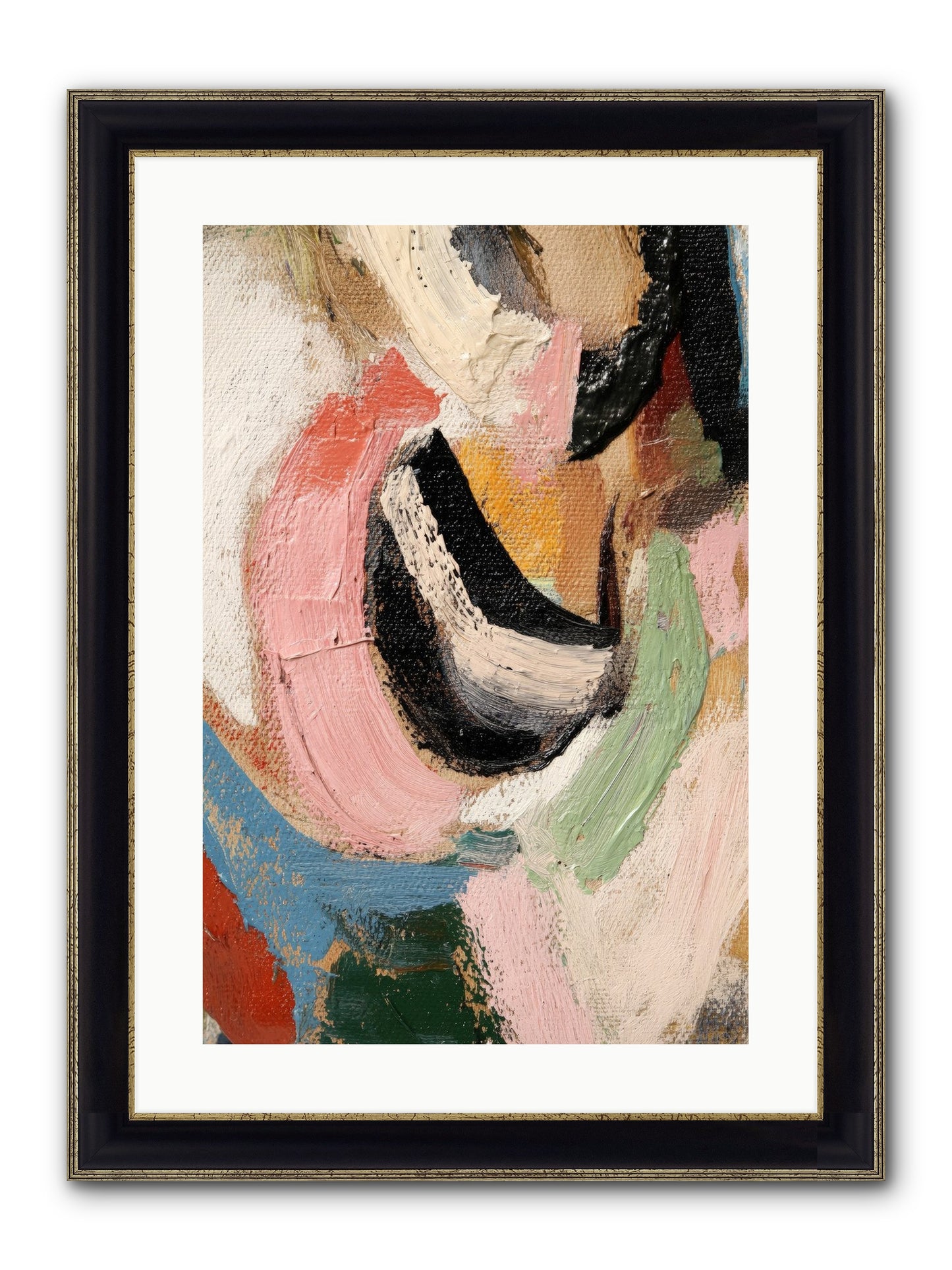 Ribbon Soirée Framed Print - Black & Gold 16x24