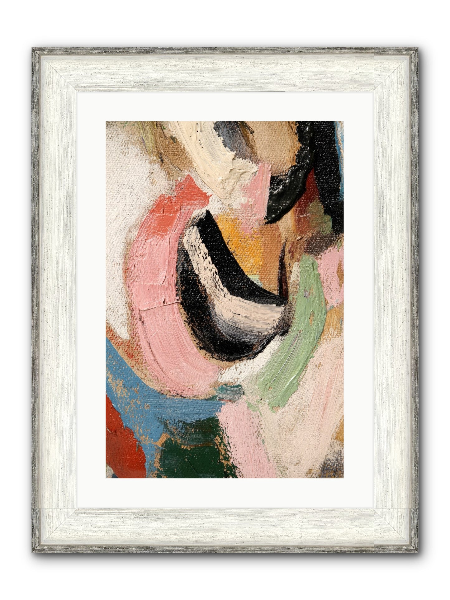 Ribbon Soirée Framed Print - Driftwood White 16x24