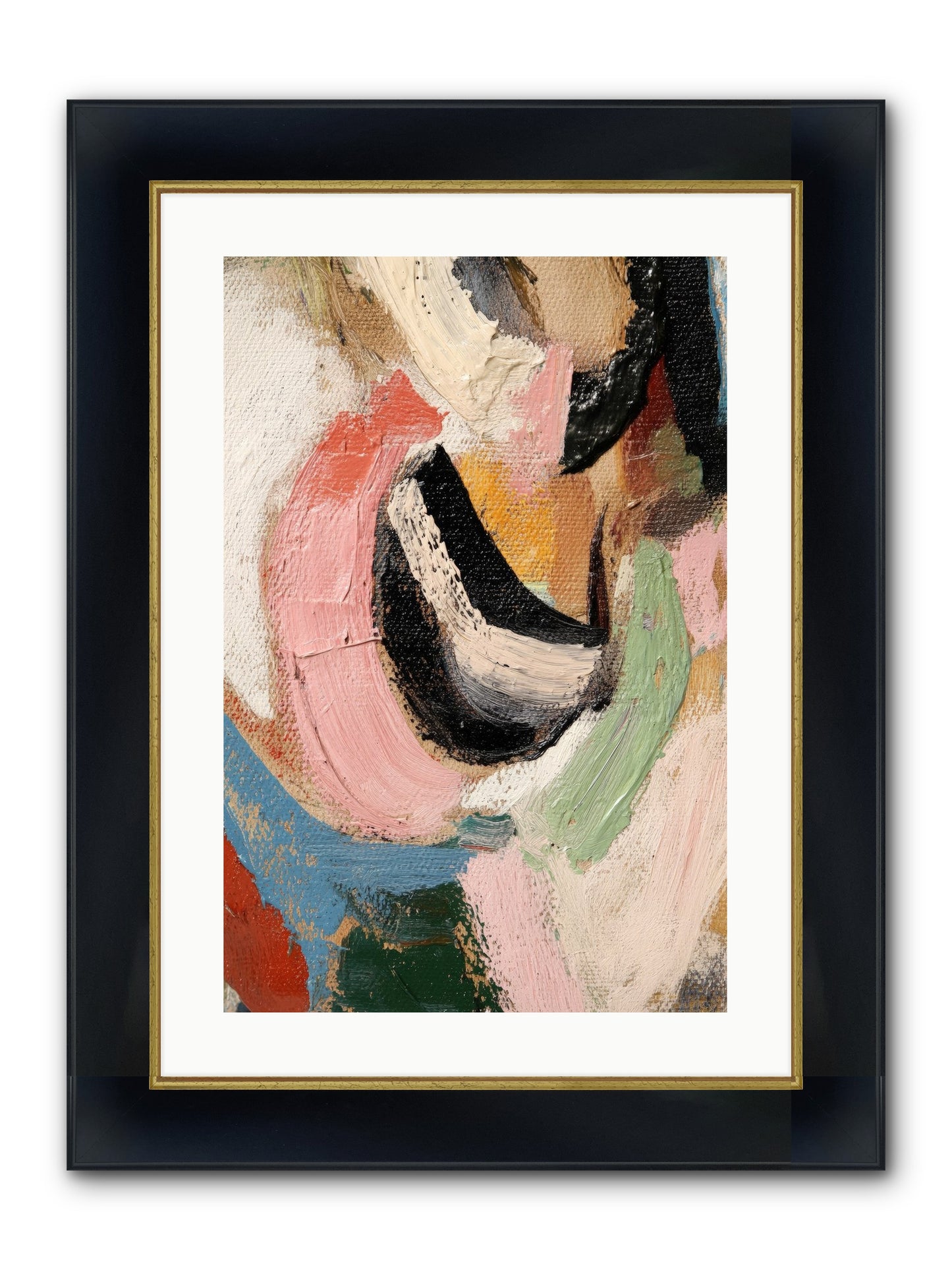 Ribbon Soirée Framed Print - Wide Black w/Gold 16x24