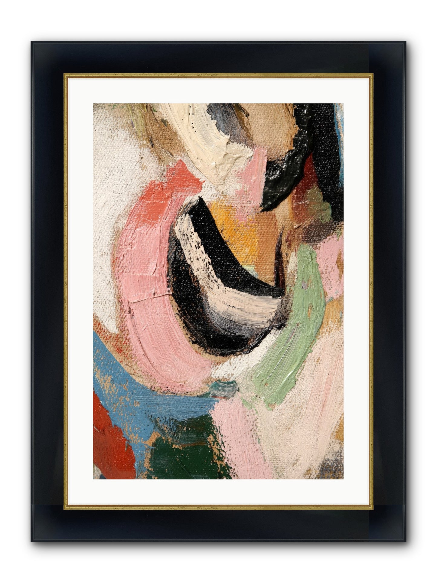 Ribbon Soirée Framed Print - Wide Black w/Gold 20x30