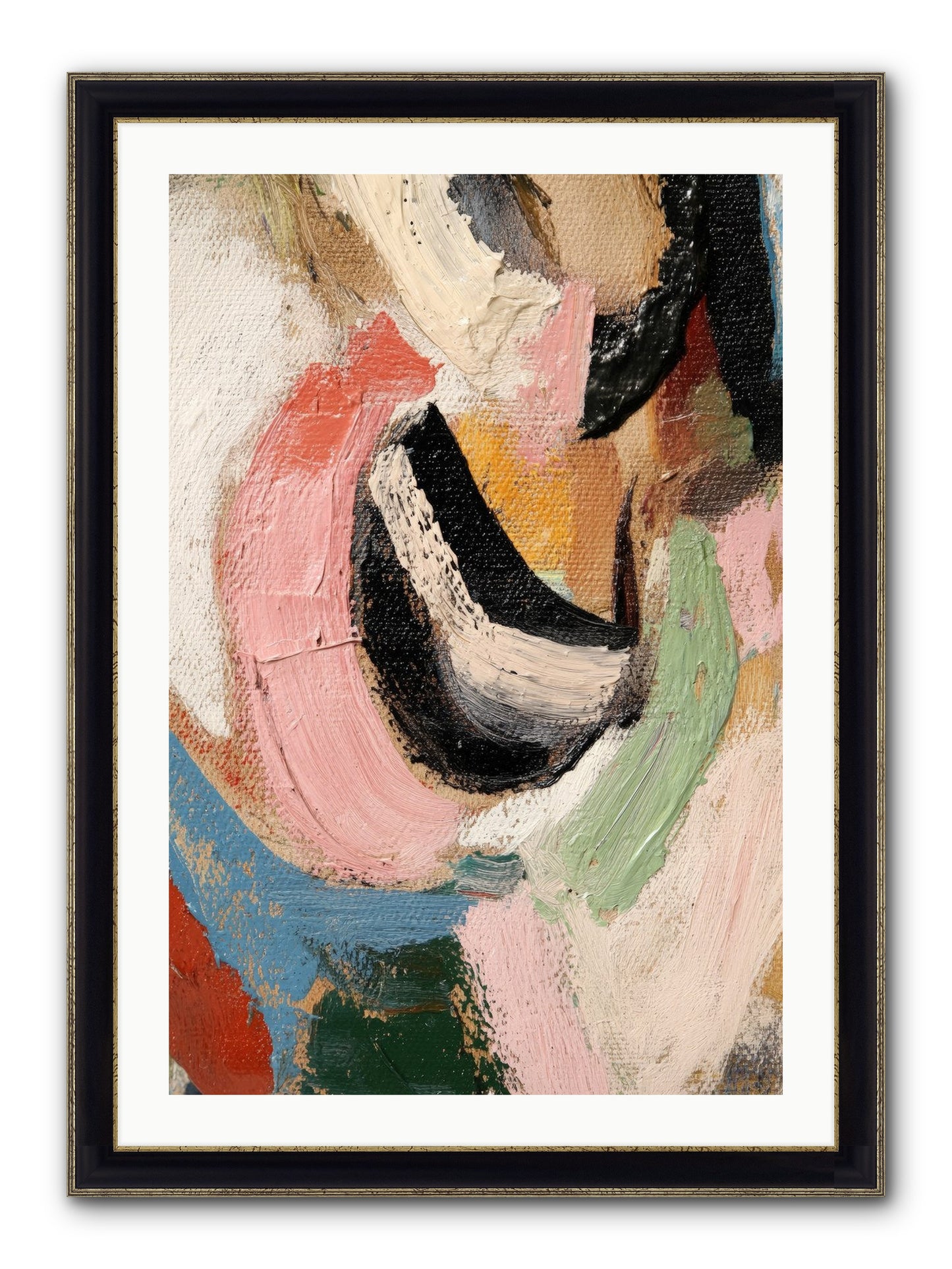 Ribbon Soirée Framed Print - Black & Gold 24x36