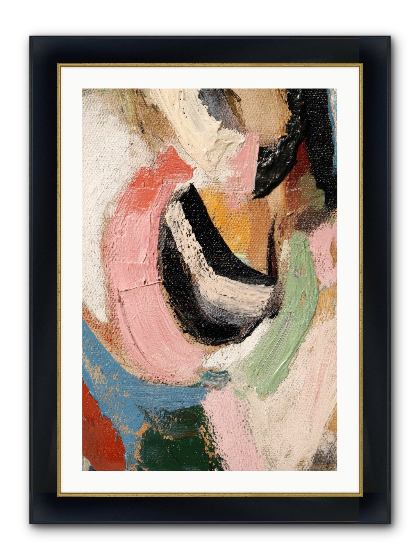 Ribbon Soirée Framed Print - Wide Black w/Gold 24x36