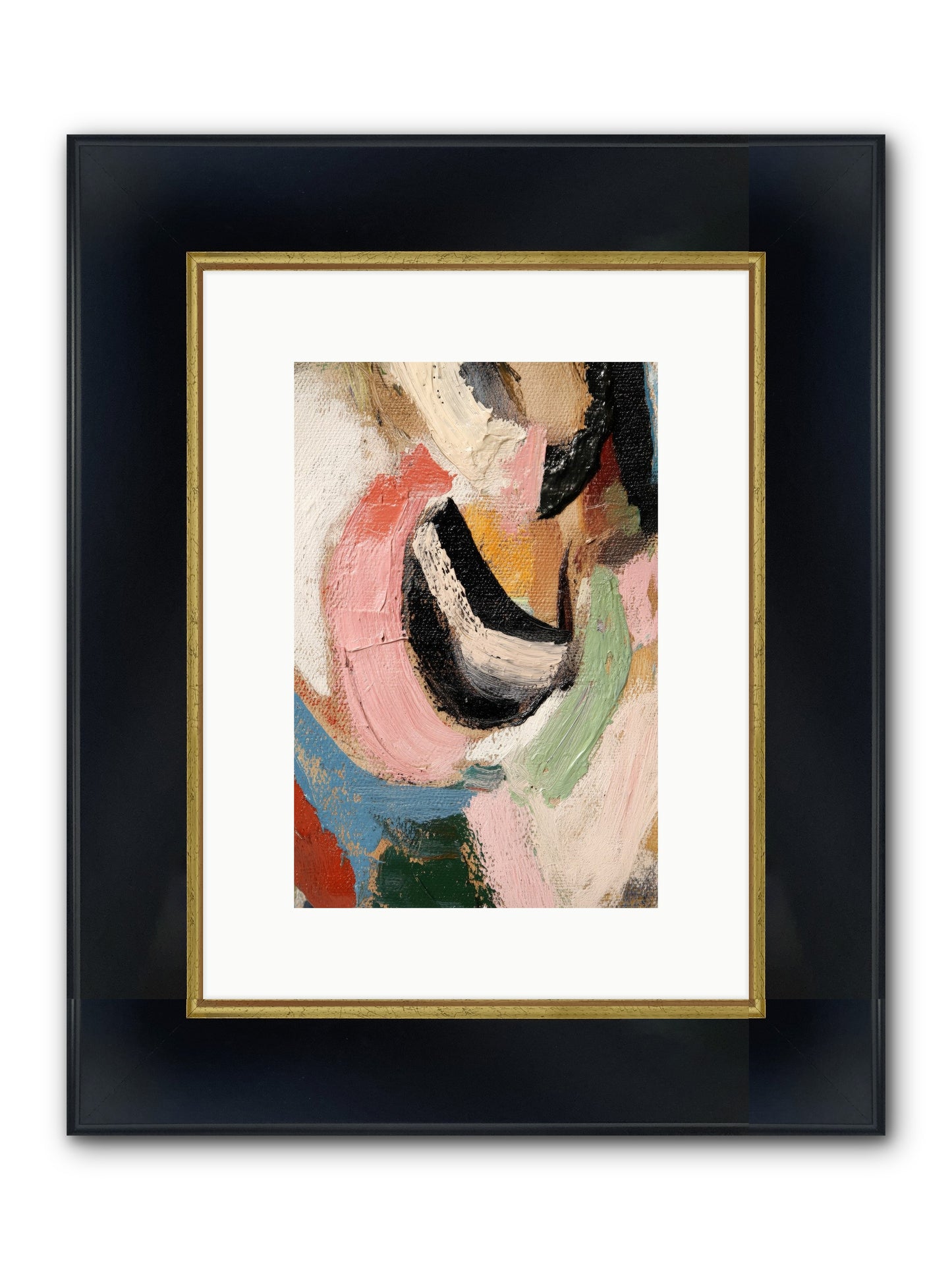 Ribbon Soirée Framed Print - Wide Black w/Gold 8x12