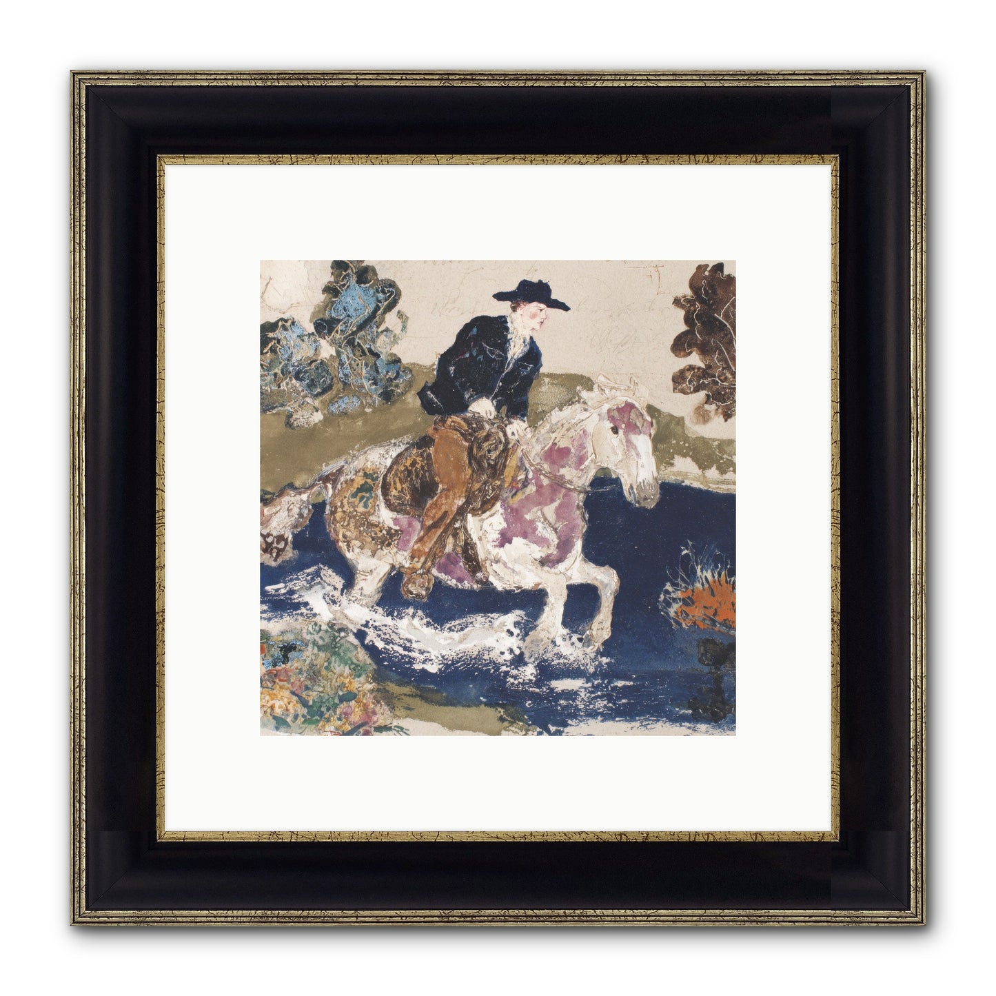 Ribbon Through The Wild Framed Print - Black & Gold 10x10