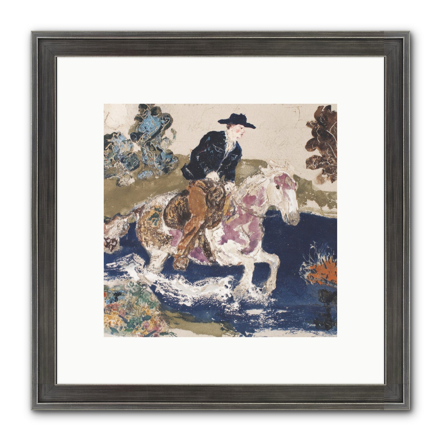 Ribbon Through The Wild Framed Print - Slimwoods Black/Silver 10x10