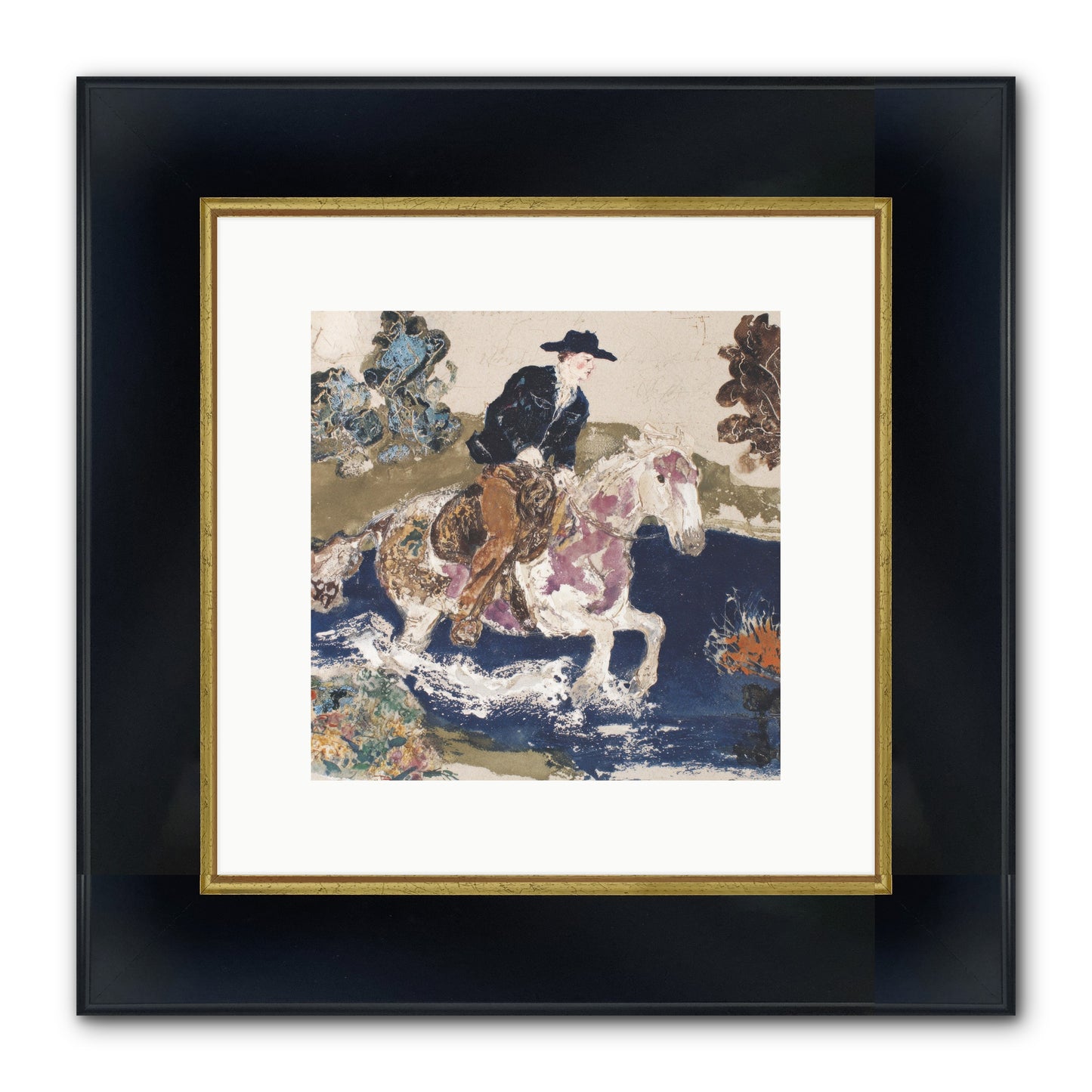 Ribbon Through The Wild Framed Print - Wide Black w/Gold 10x10